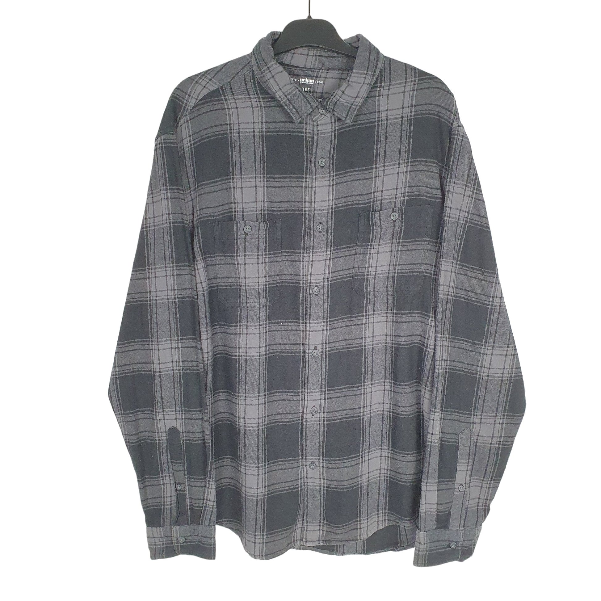 Urban Pipeline Shacket Overshirt Flannel Long Sleeve Regular Fit Check Shirt Grey