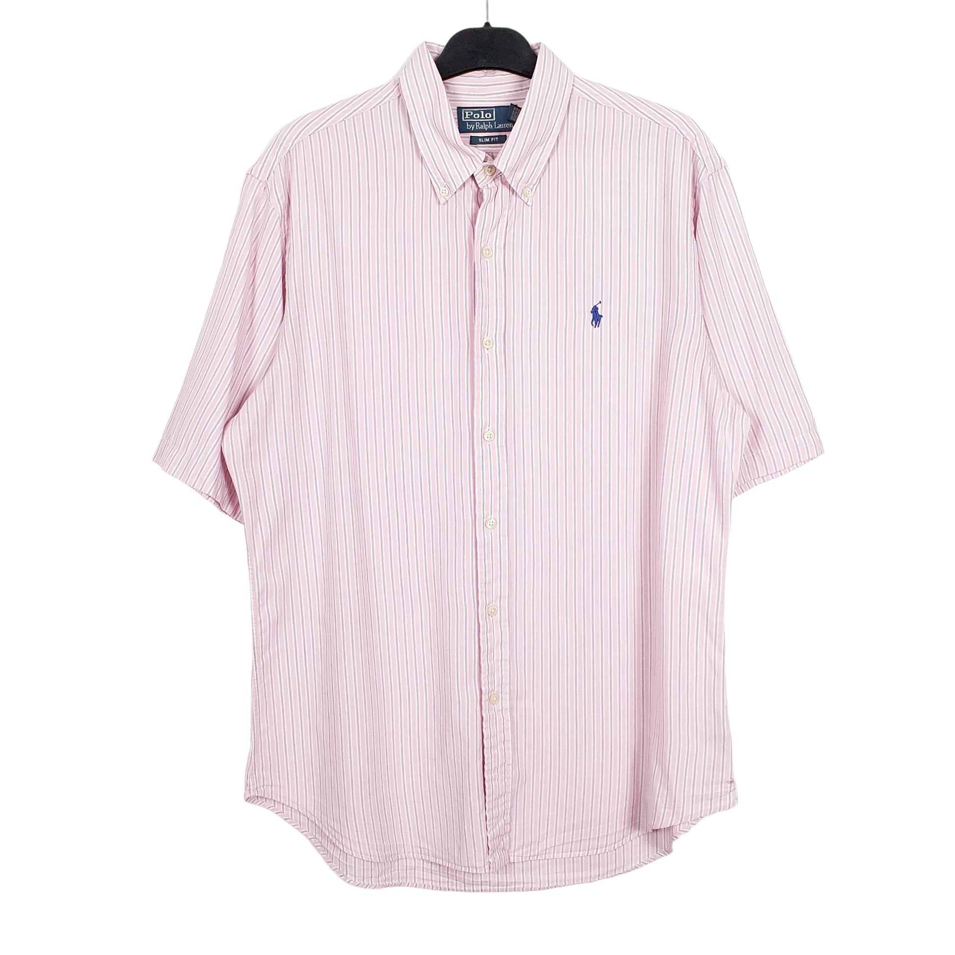 Ralph Lauren Short Sleeve Slim Fit Pinstripe Shirt Pink