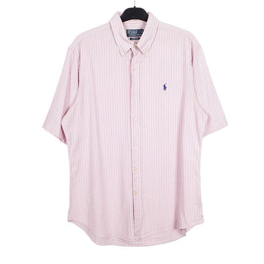 Ralph Lauren Short Sleeve Slim Fit Pinstripe Shirt Pink