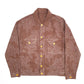 Mens Brown DNM Lab Pattern Floral Denim Jacket Coat
