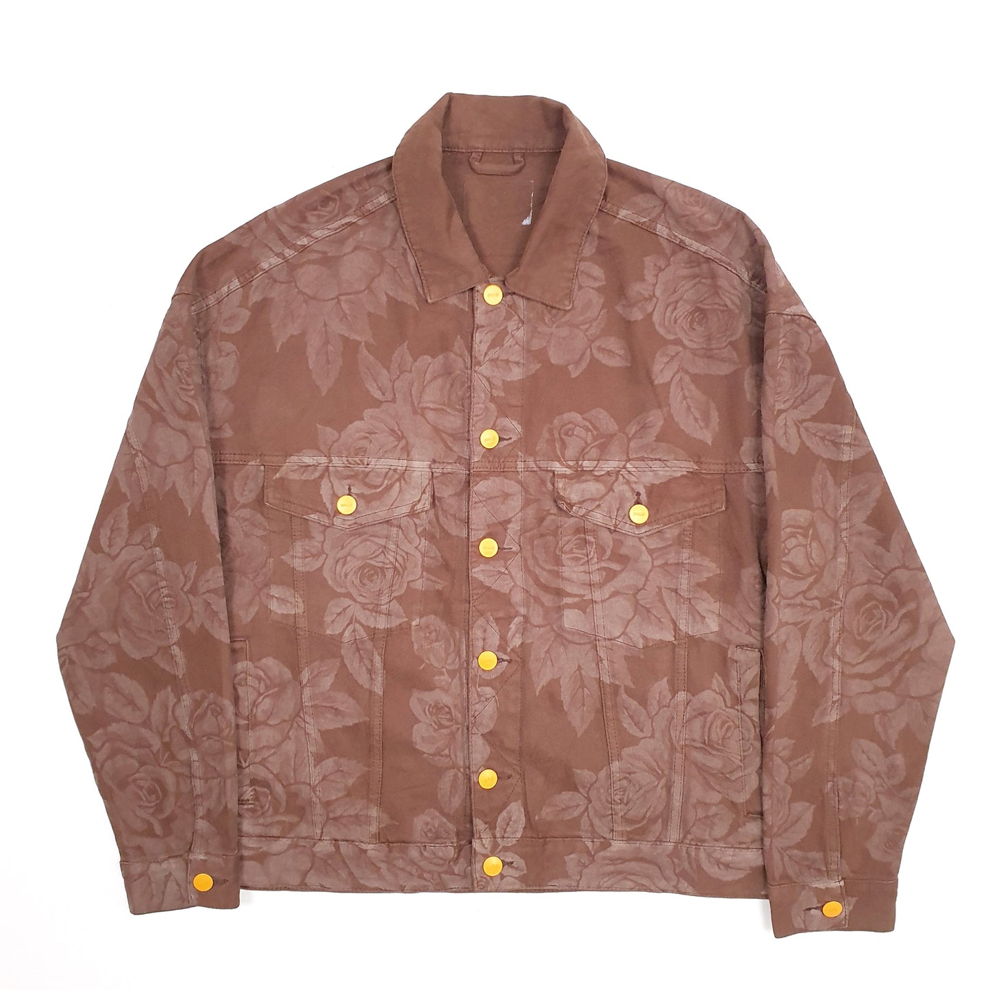 Mens Brown DNM Lab Pattern Floral Denim Jacket Coat