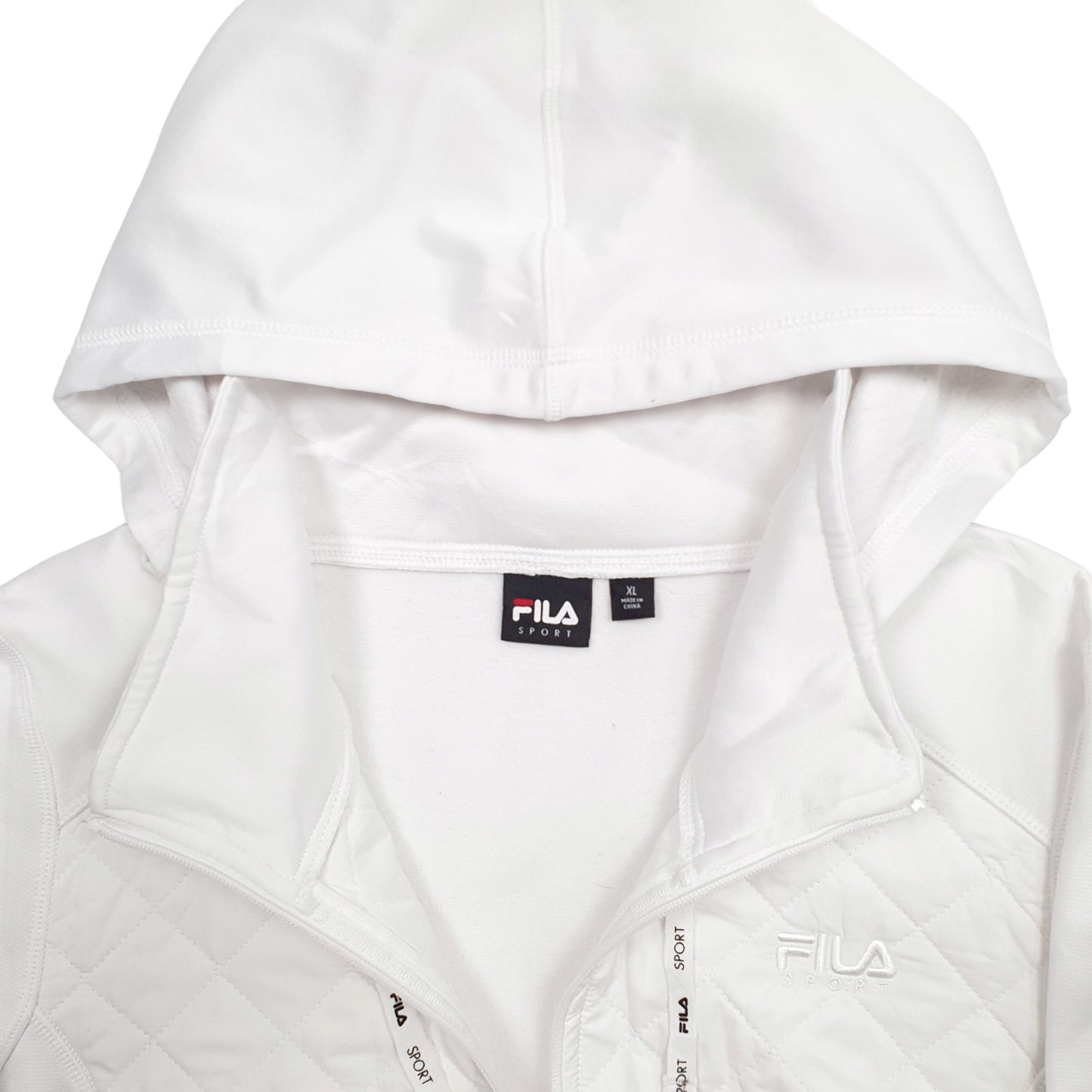 Womens White Fila  Full Zip Jumper