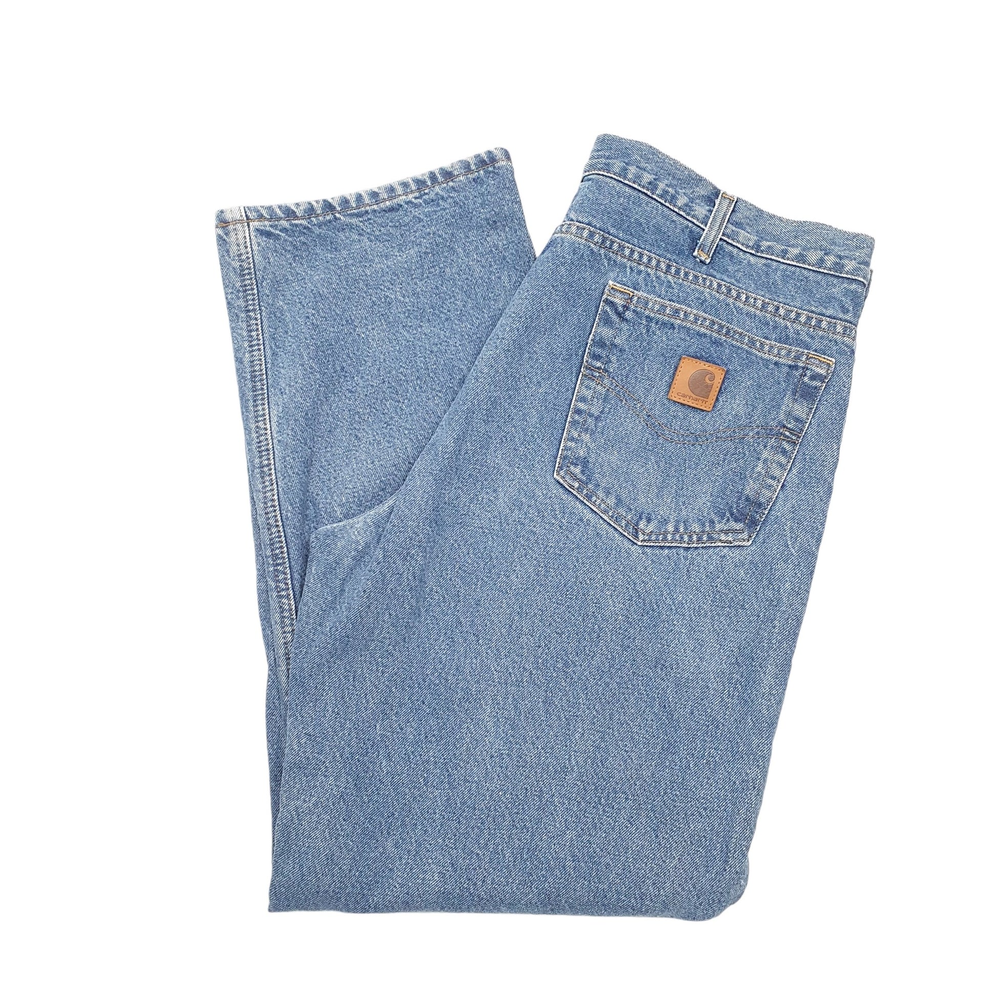 Mens Blue Carhartt Thermal Lined Winter Insulated Casual JeansW36 L30