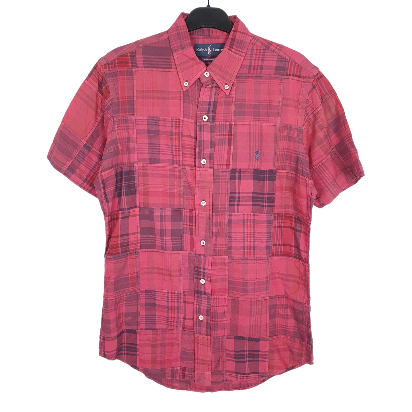 Ralph Lauren Short Sleeve Custom Fit Check Shirt Burgundy