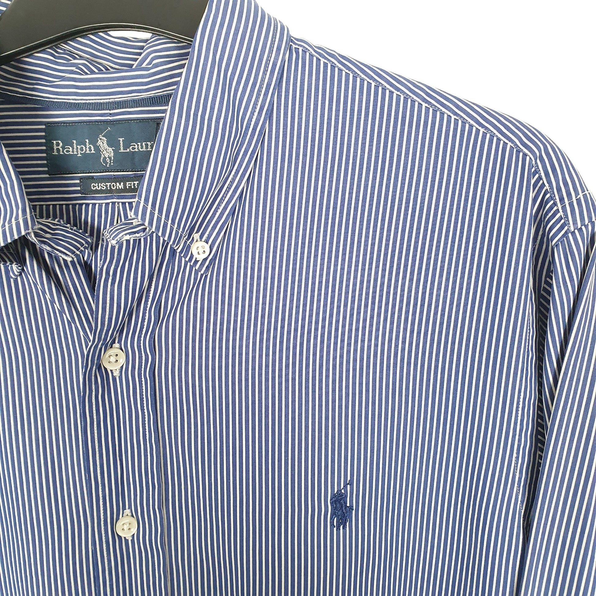 Ralph Lauren Long Sleeve Custom Fit Striped Shirt Blue