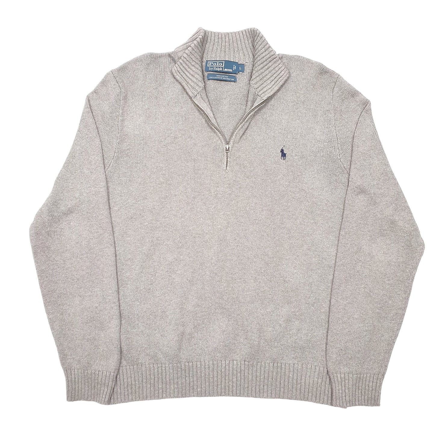 Mens Grey Polo Ralph Lauren Knit Quarter Zip Jumper