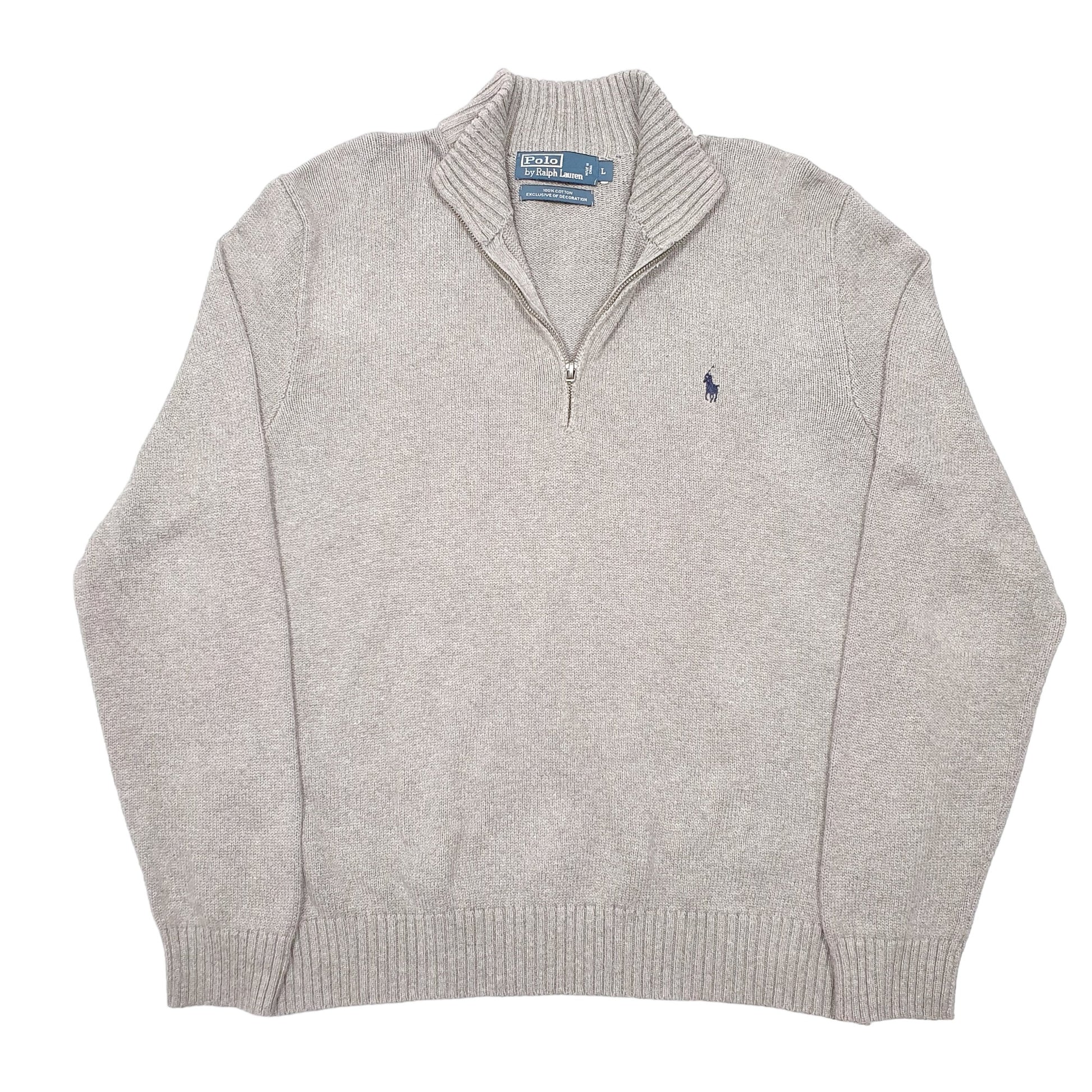 Mens Grey Polo Ralph Lauren Knit Quarter Zip Jumper