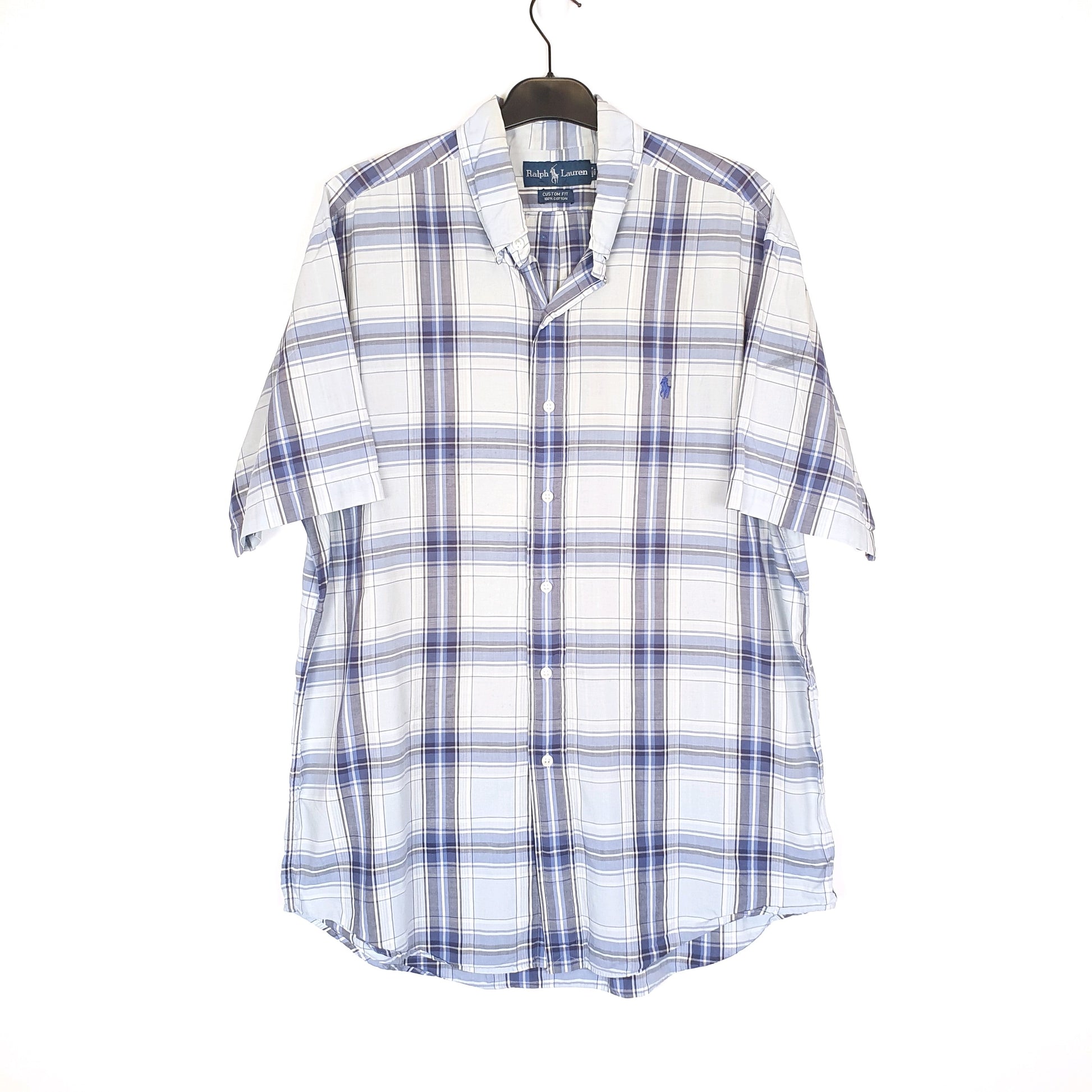 Polo Ralph Lauren Short Sleeve Custom Fit Check Shirt Blue