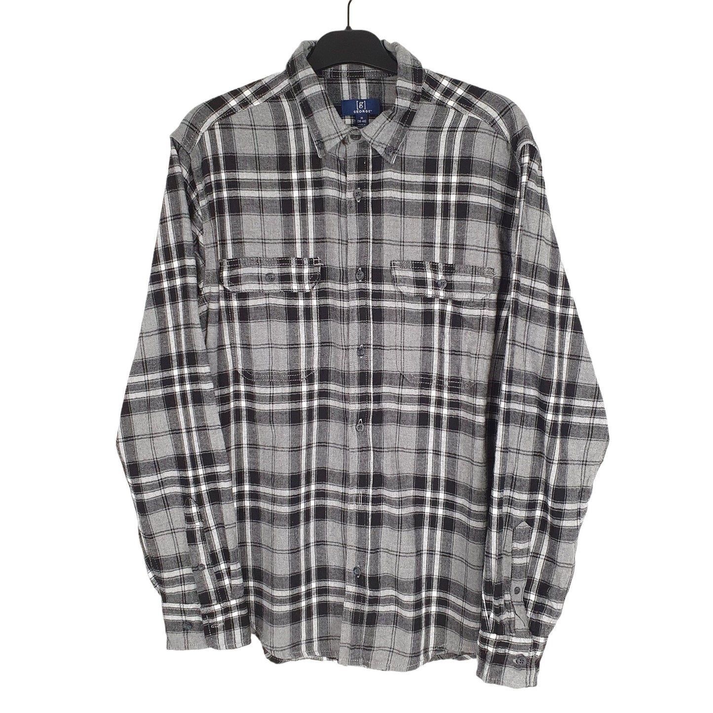 George Long Sleeve Regular Fit Check Flannel Shirt Shacket Grey