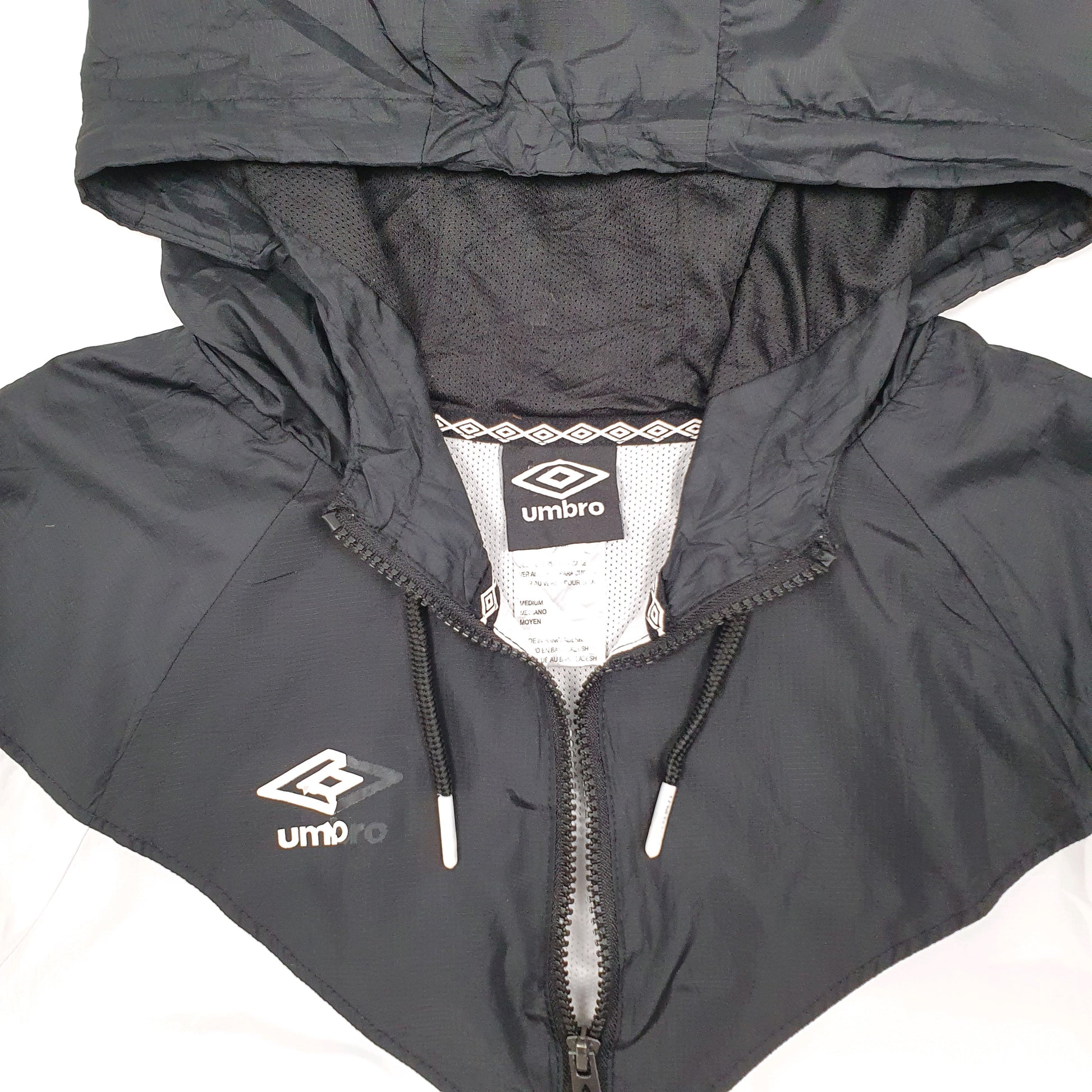 Mens White Umbro Hoodie Windbreaker Coat
