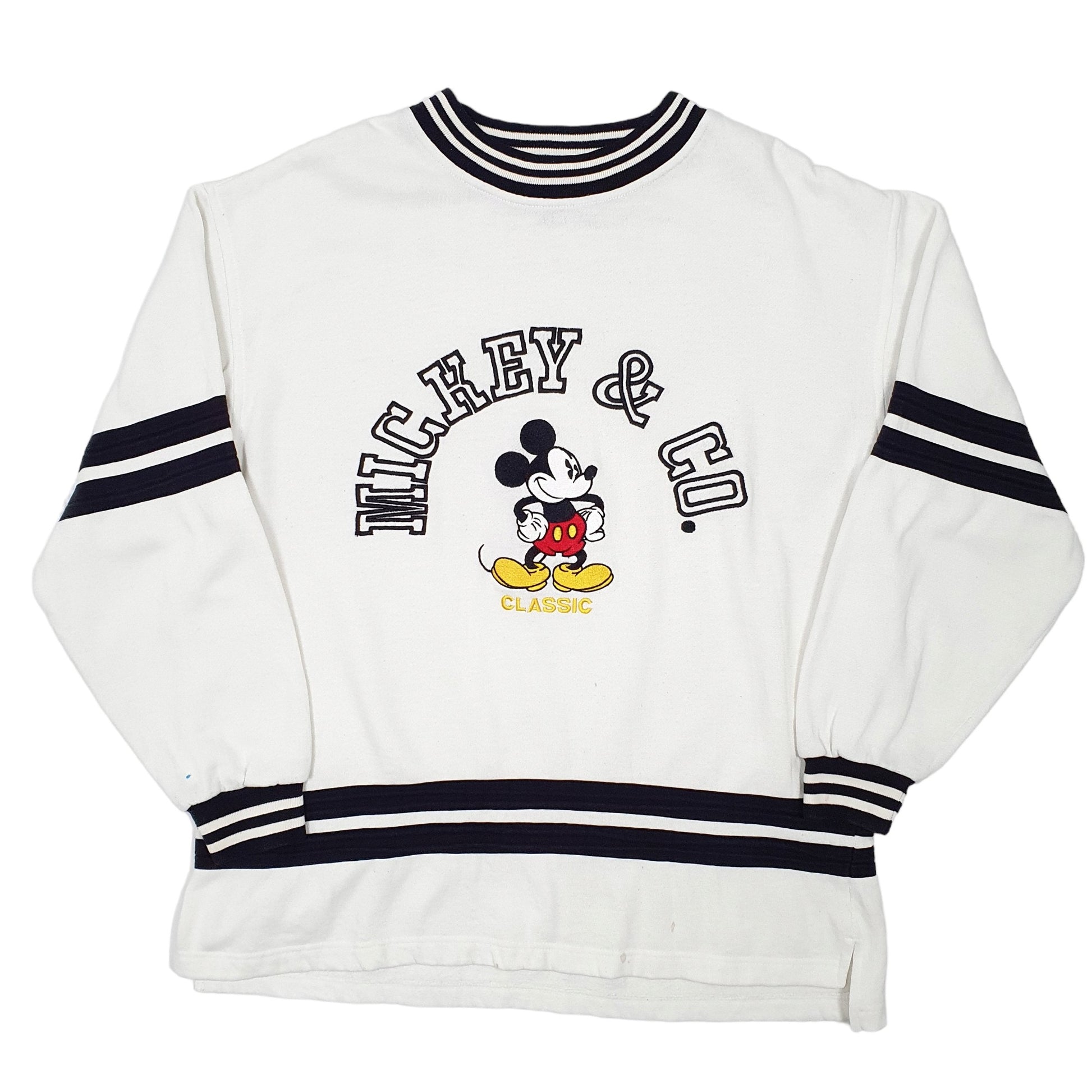 Mens White Disney Mickey Mouse & Co Sweater Sweatshirt Crewneck Jumper