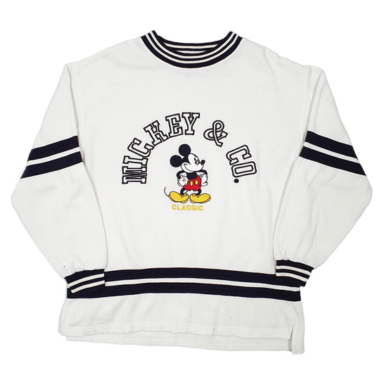 Mens White Disney Mickey Mouse & Co Sweater Sweatshirt Crewneck Jumper