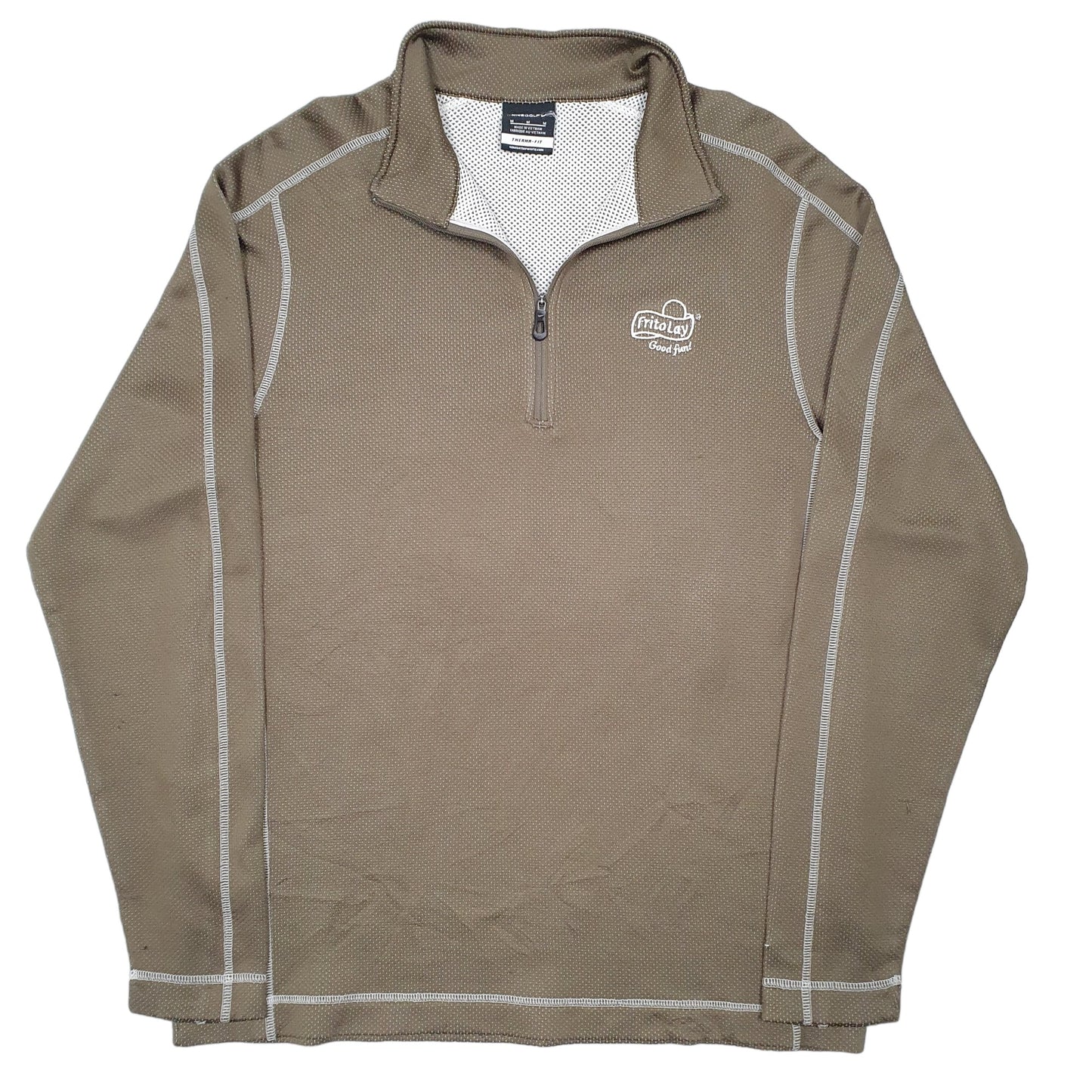 Mens Khaki Nike Golf Therma Fit Fritolay Quarter Zip Jumper