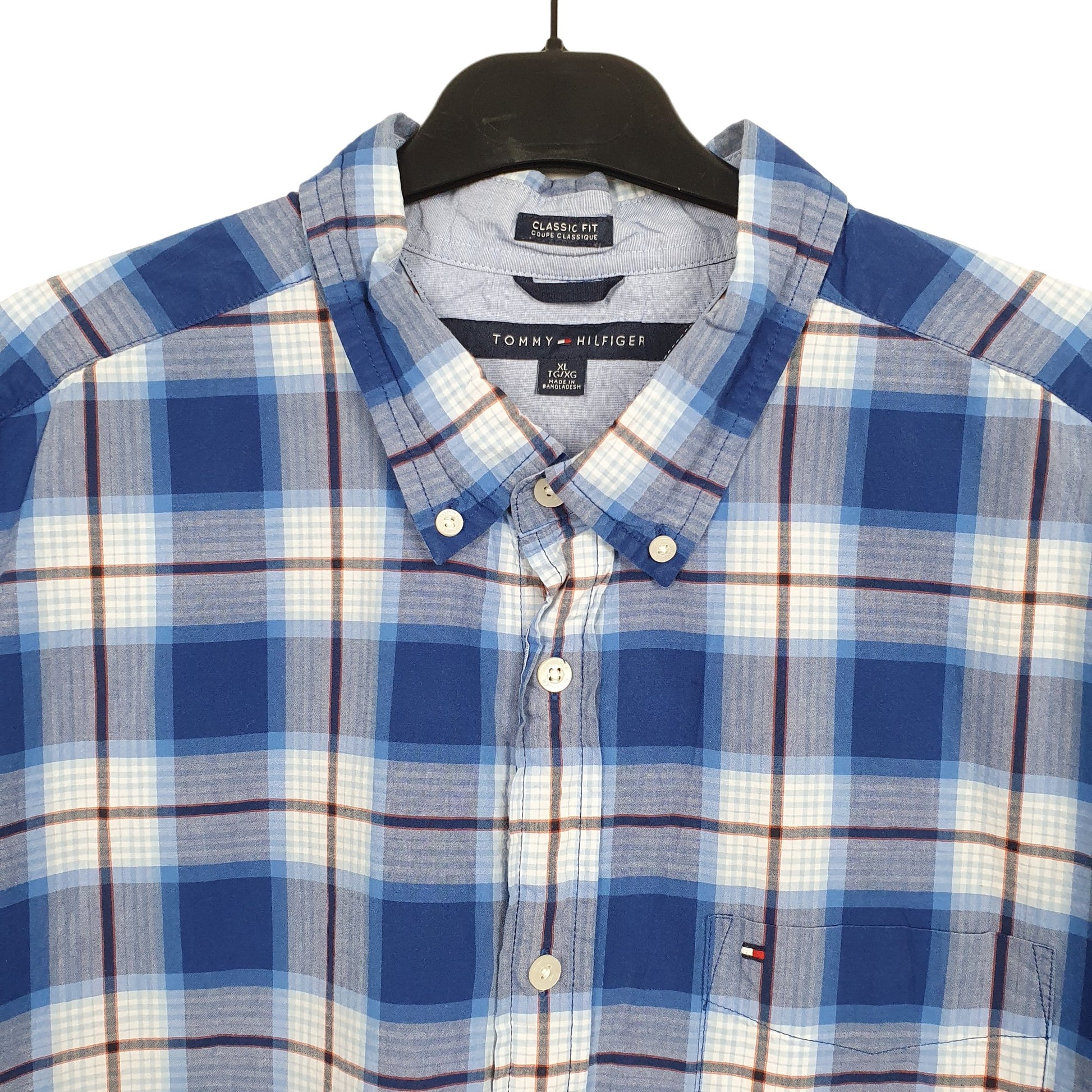 Tommy Hilfiger Short Sleeve Regular Fit Check Shirt Blue