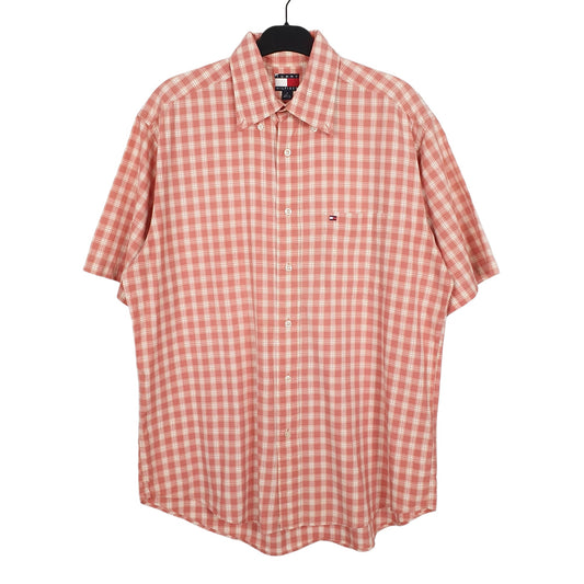 Tommy Hilfiger Short Sleeve Regular Fit Check Shirt Peach