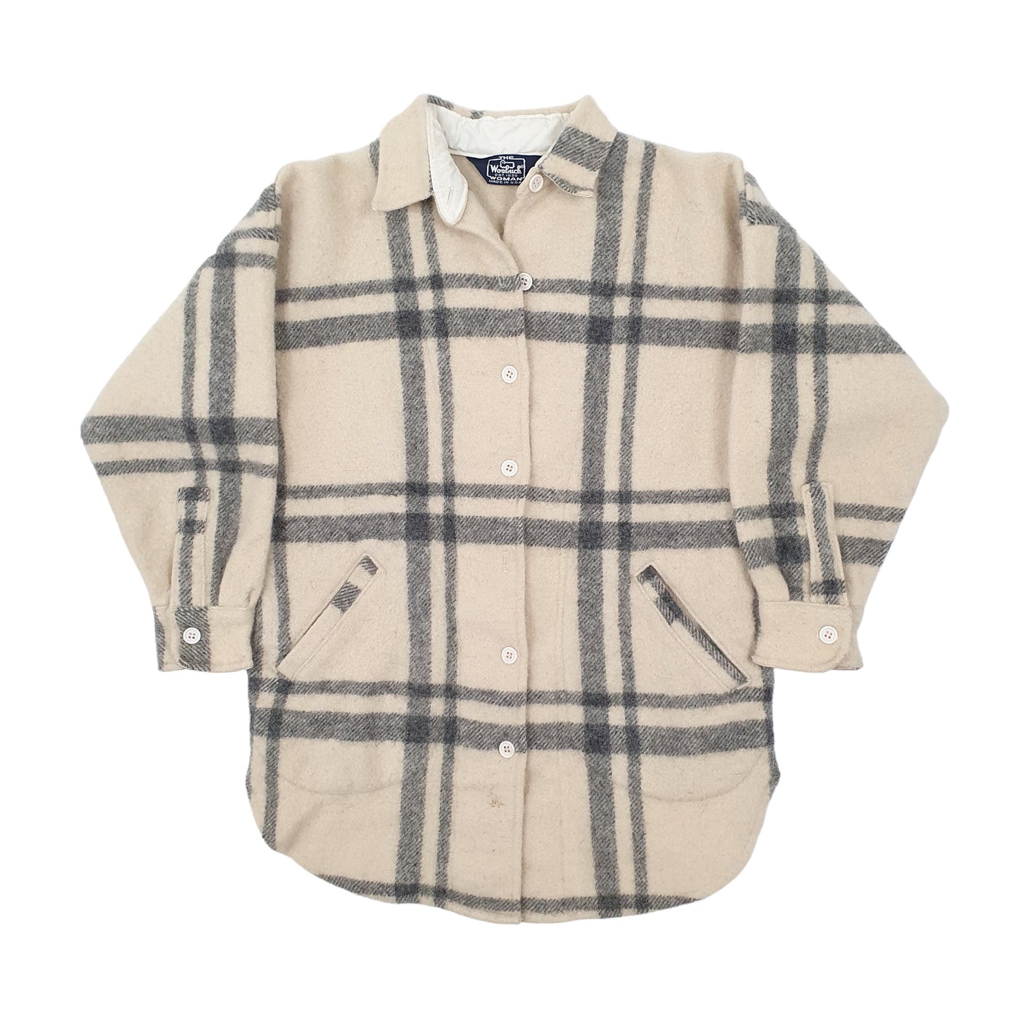 Womens Beige Woolrich Vintage 1960s 70s 80s Hoodie Coat