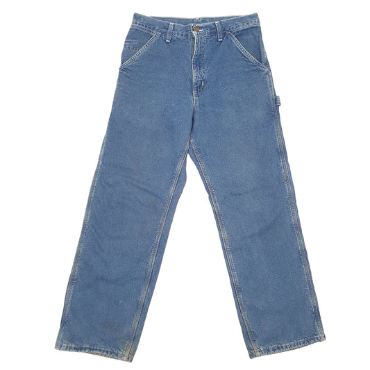 Mens Blue Carhartt Vintage lined Made In USA Thermal Carpenter JeansW30 L30
