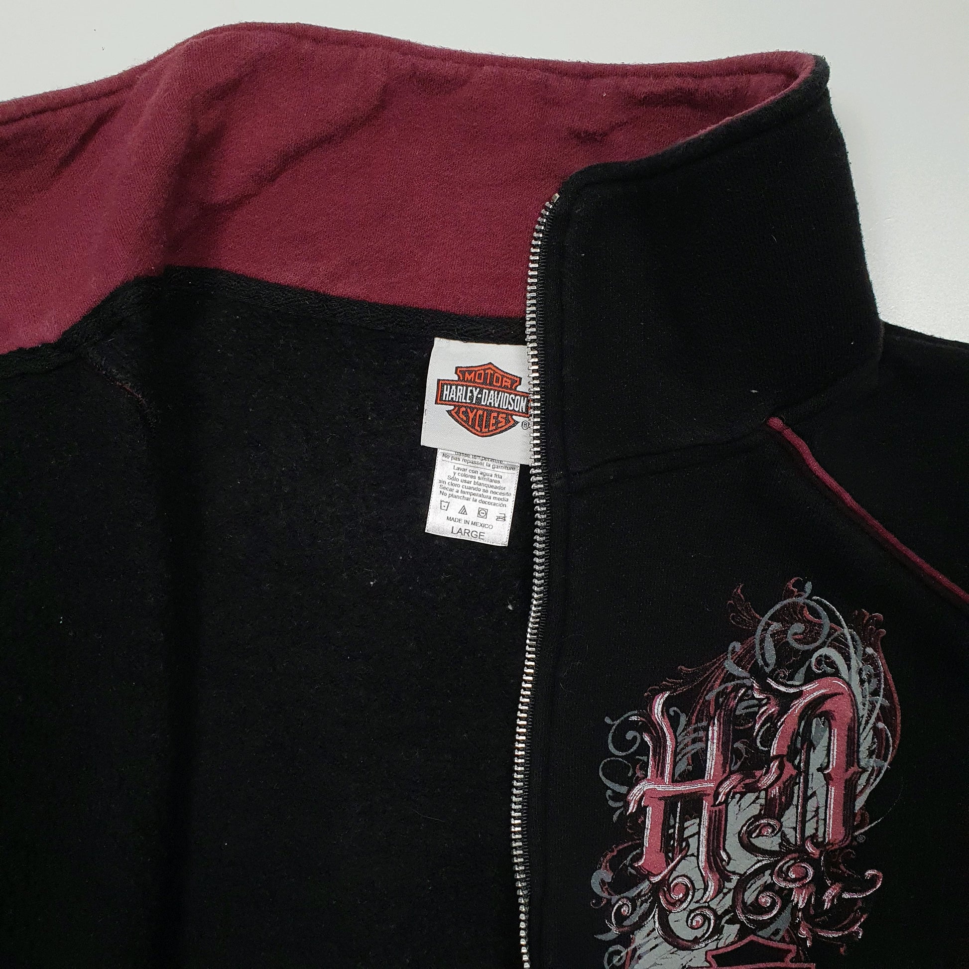 Womens Black Harley Davidson Motorcycles Jamaica Full Zip Jumper