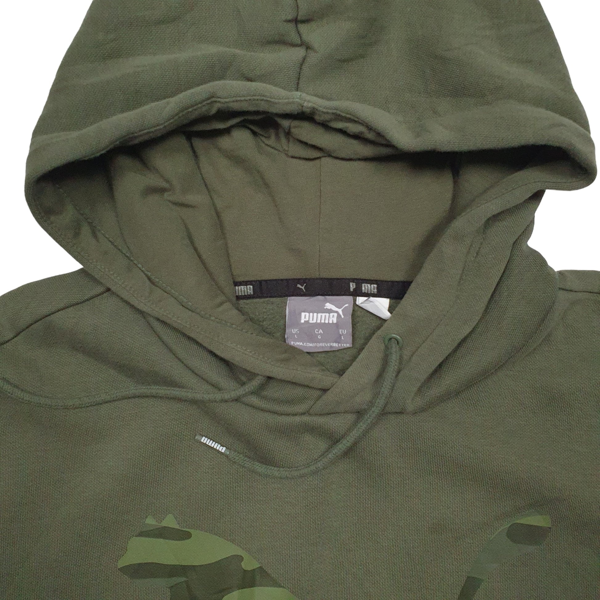 Mens Khaki Puma Spellout Hoodie Jumper