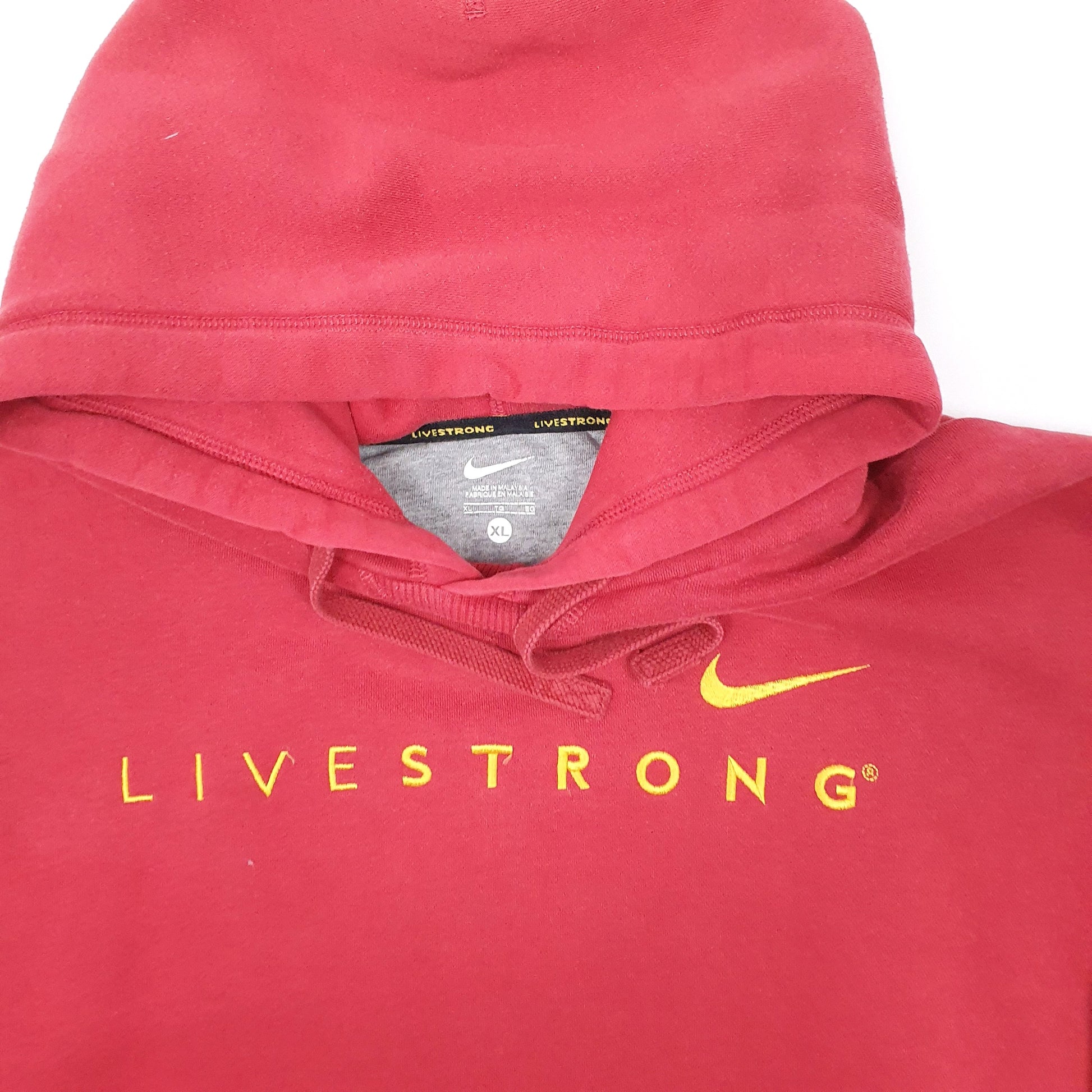 Mens Red Nike Livestrong Lance Armstrong Hoodie Jumper