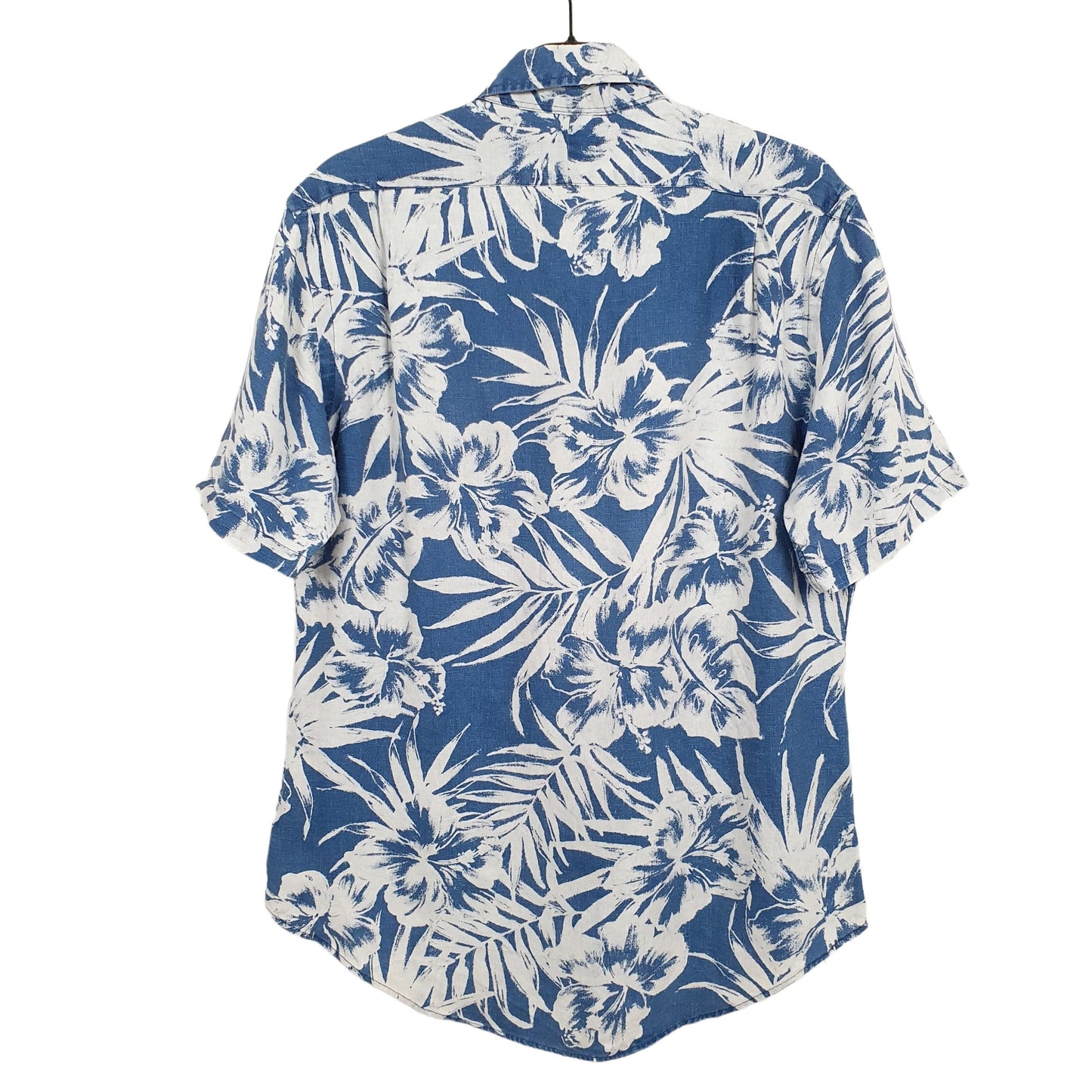 Mens Blue Ralph Lauren Linen Pattern Short Sleeve Shirt