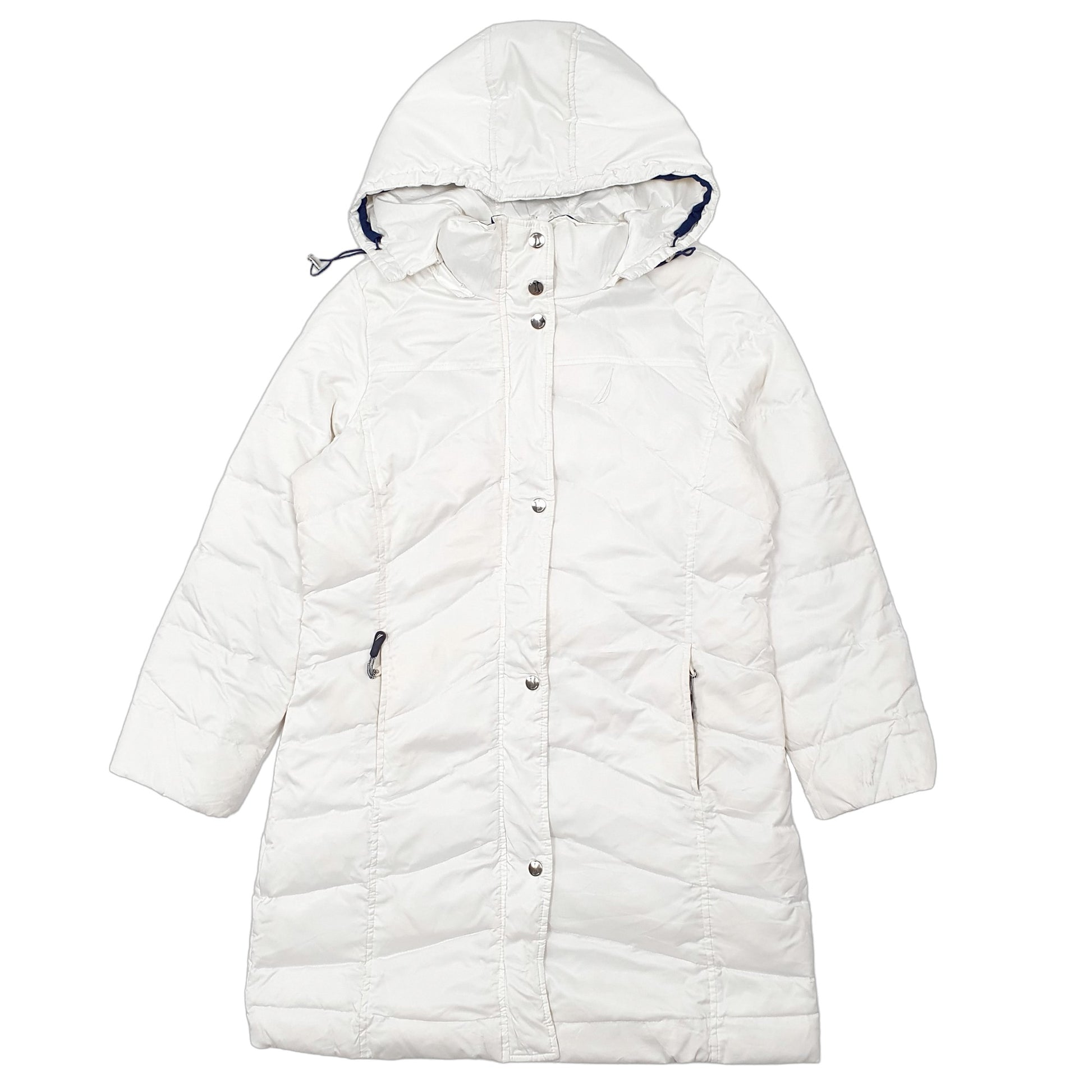 Womens White Nautica Longline Trench Puffer Jacket Coat