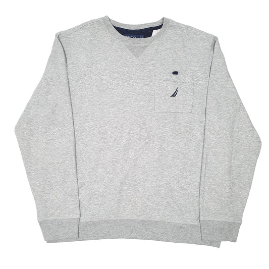 Mens Grey Nautica Pocket Sweatshirt Crewneck Jumper