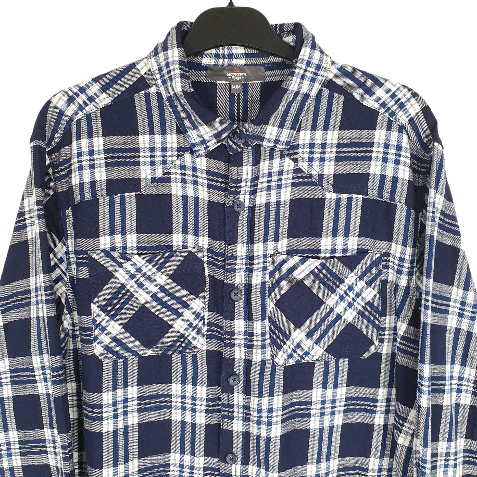 Mountain Ridge Flannel Shacket Long Sleeve Regular Fit Check Shirt Blue