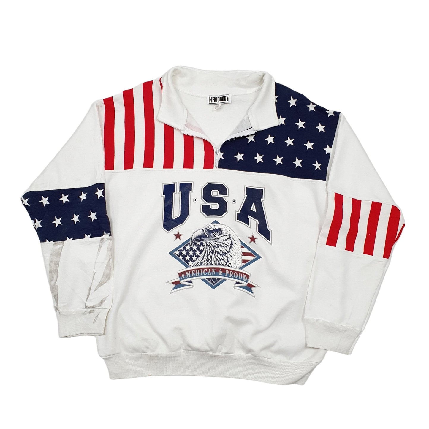 Hardbody USA Flag Eagle Quarter Zip XL White