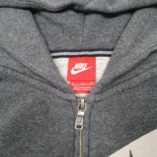 Mens Grey Nike Hoodie Spellout Full Zip Jumper