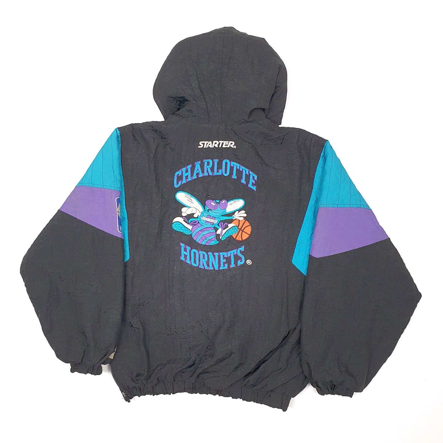 Mens Black NBA Starter Charlotte Hornets Vintage 1990s  Coat