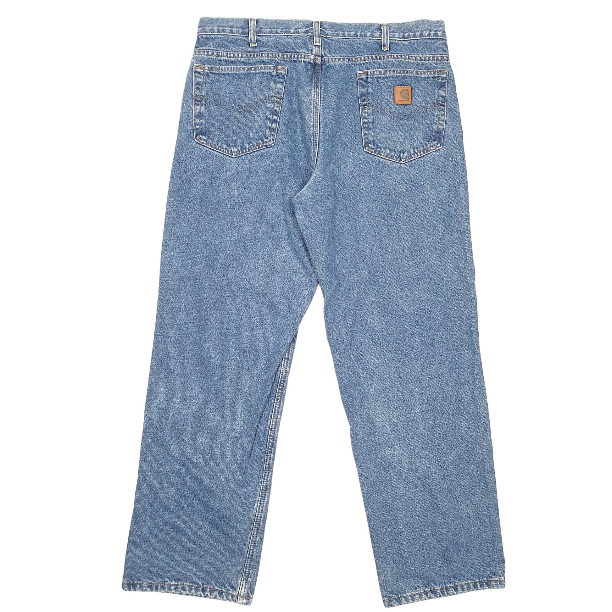 Mens Blue Carhartt Thermal Lined Winter Insulated Casual JeansW36 L30