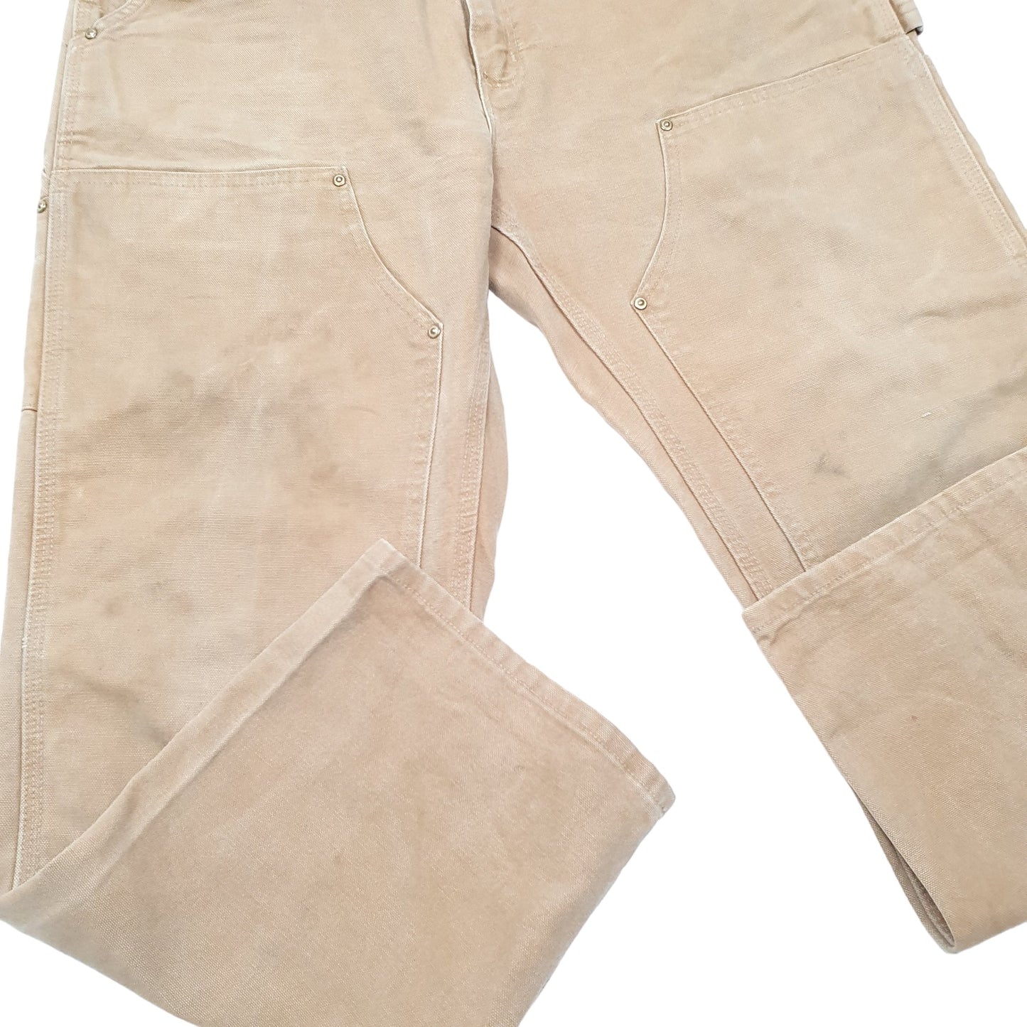 Mens Tan Carhartt Double Knee Riveted Carpenter Trousers