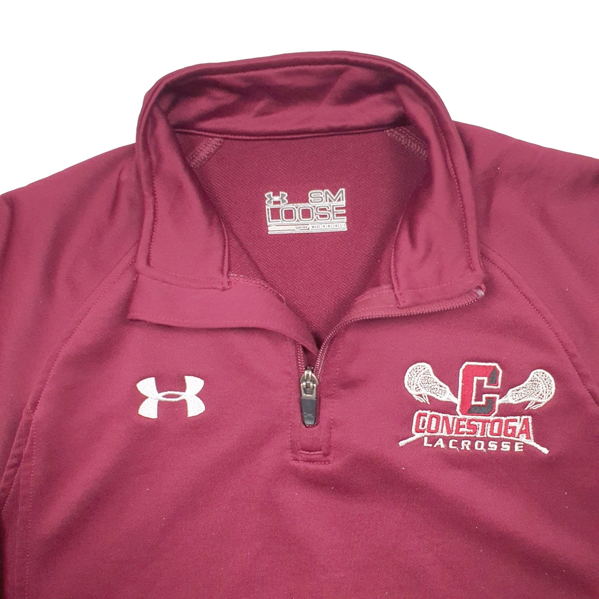 Mens Burgandy Under Armour Conestoga Lacrosse Quarter Zip Jumper