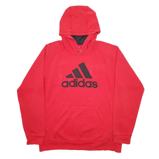 Mens Red Adidas Spellout Hoodie Jumper
