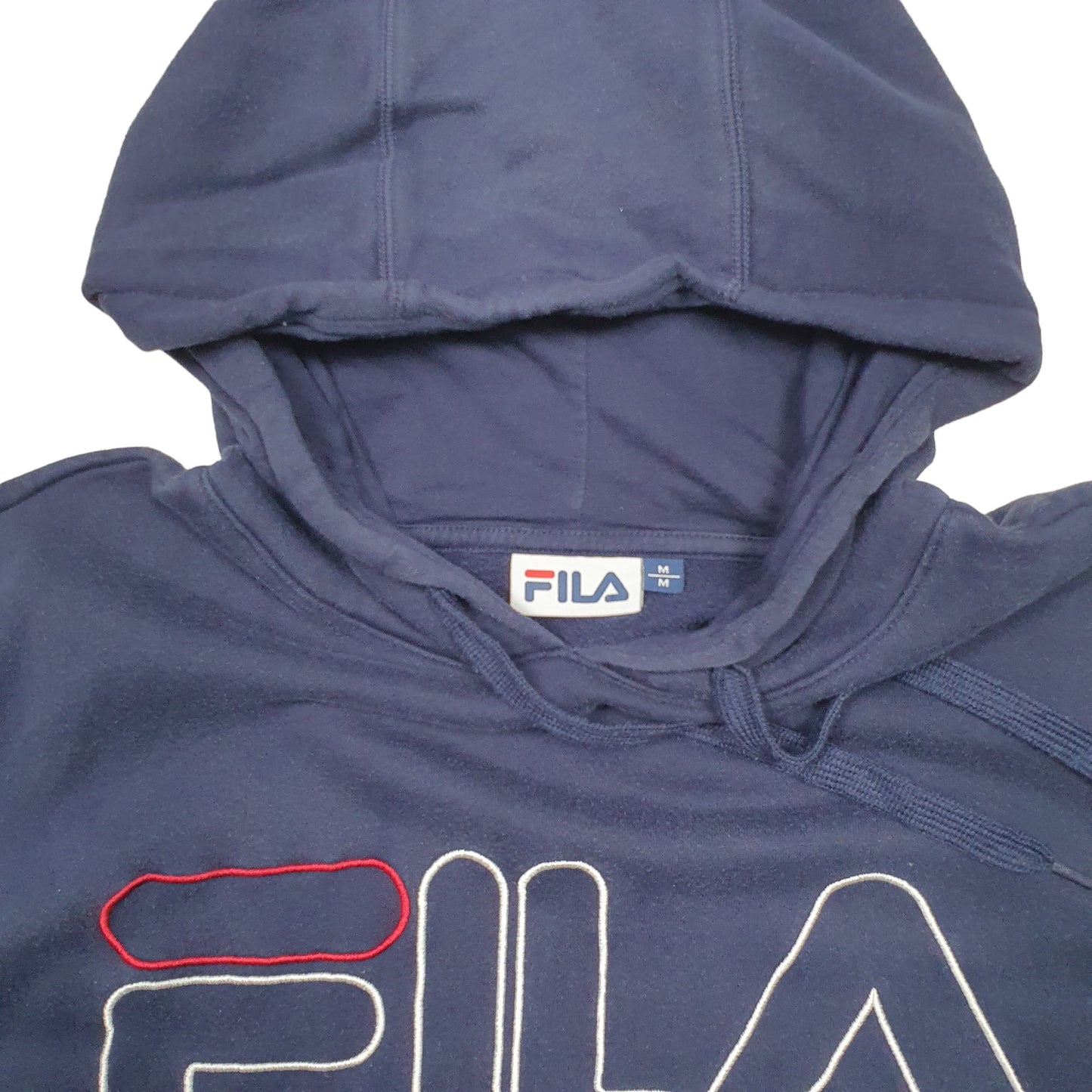 Mens Navy Fila Spellout Hoodie Jumper