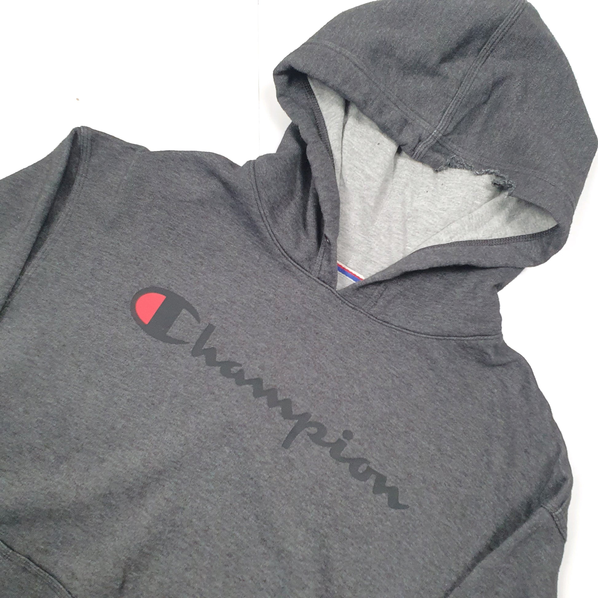 Champion Spellout Hoodie L Grey