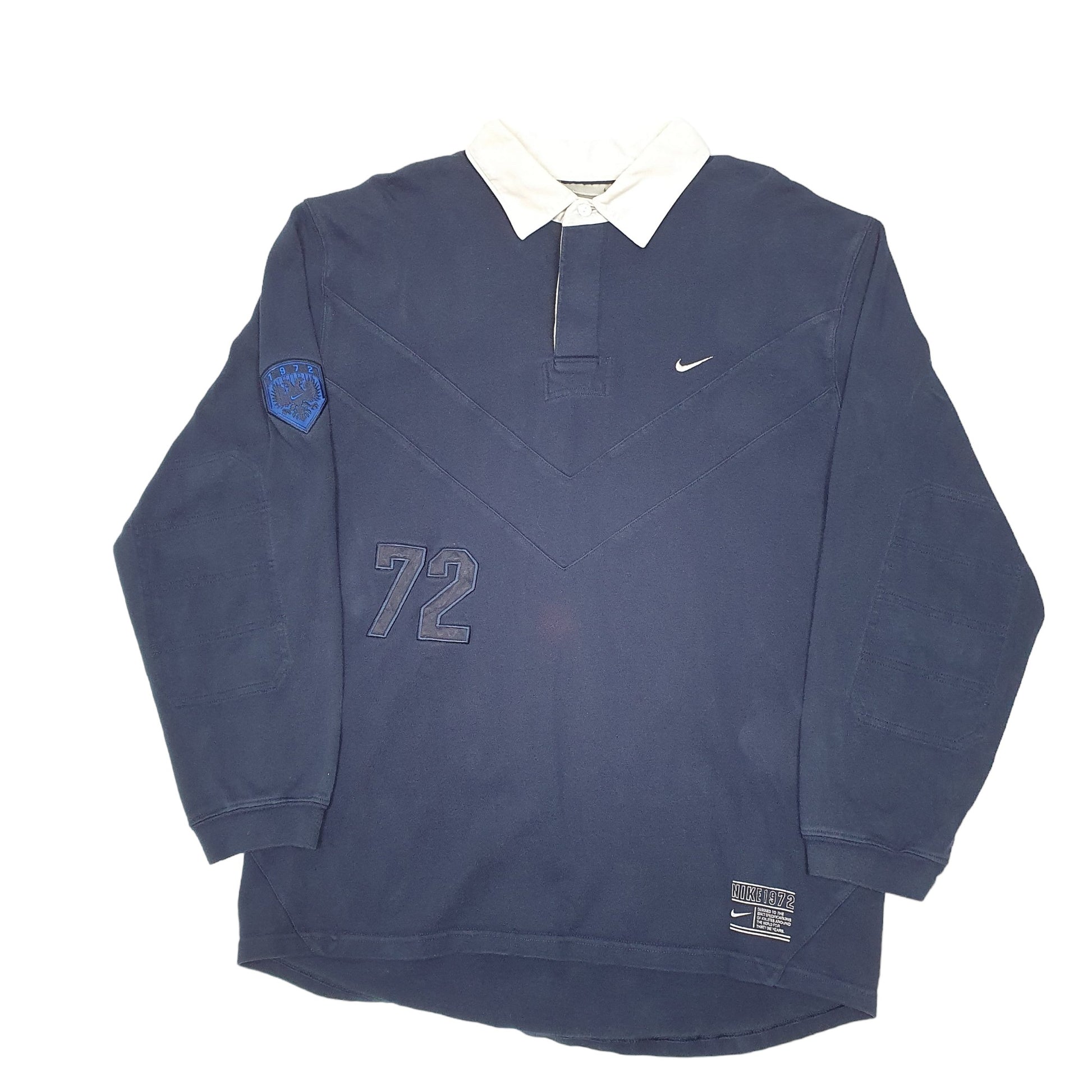 Mens Navy Nike Shirt Vintage 2000's Y2K Rugby Jumper