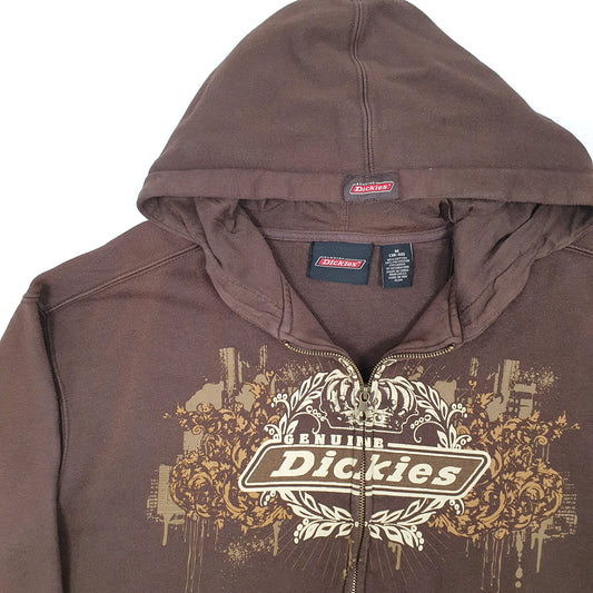 Mens Brown Dickies Workwear Full Zip Jumper