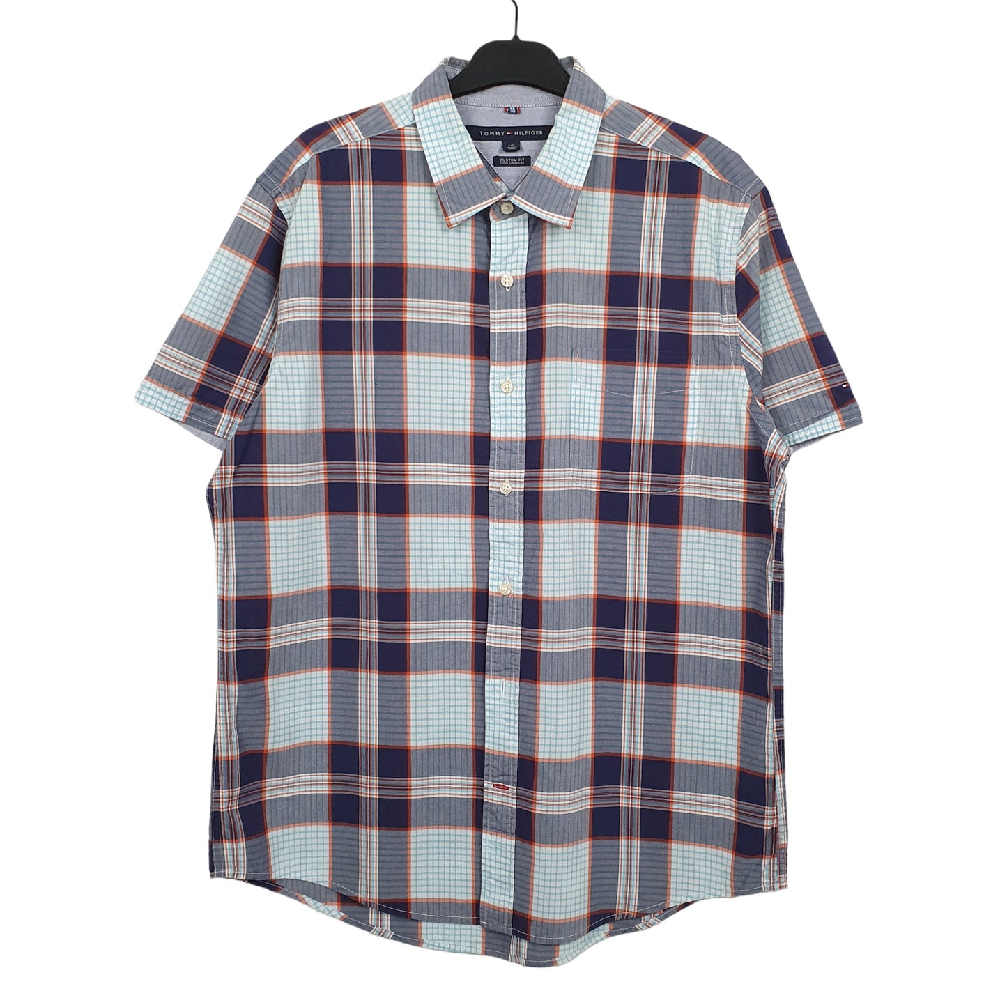 Tommy Hilfiger Short Sleeve Regular Fit Check Shirt Blue
