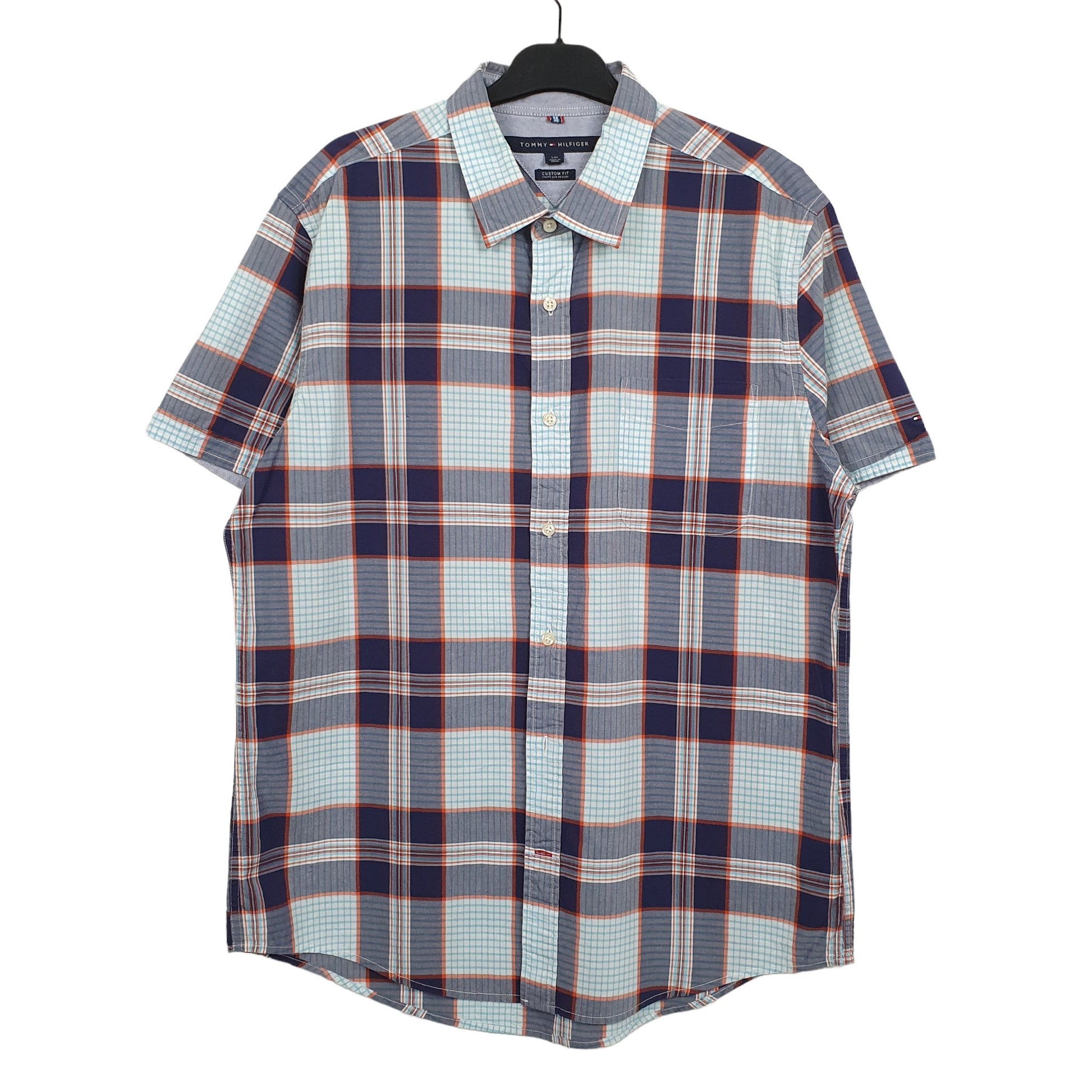 Tommy Hilfiger Short Sleeve Regular Fit Check Shirt Blue