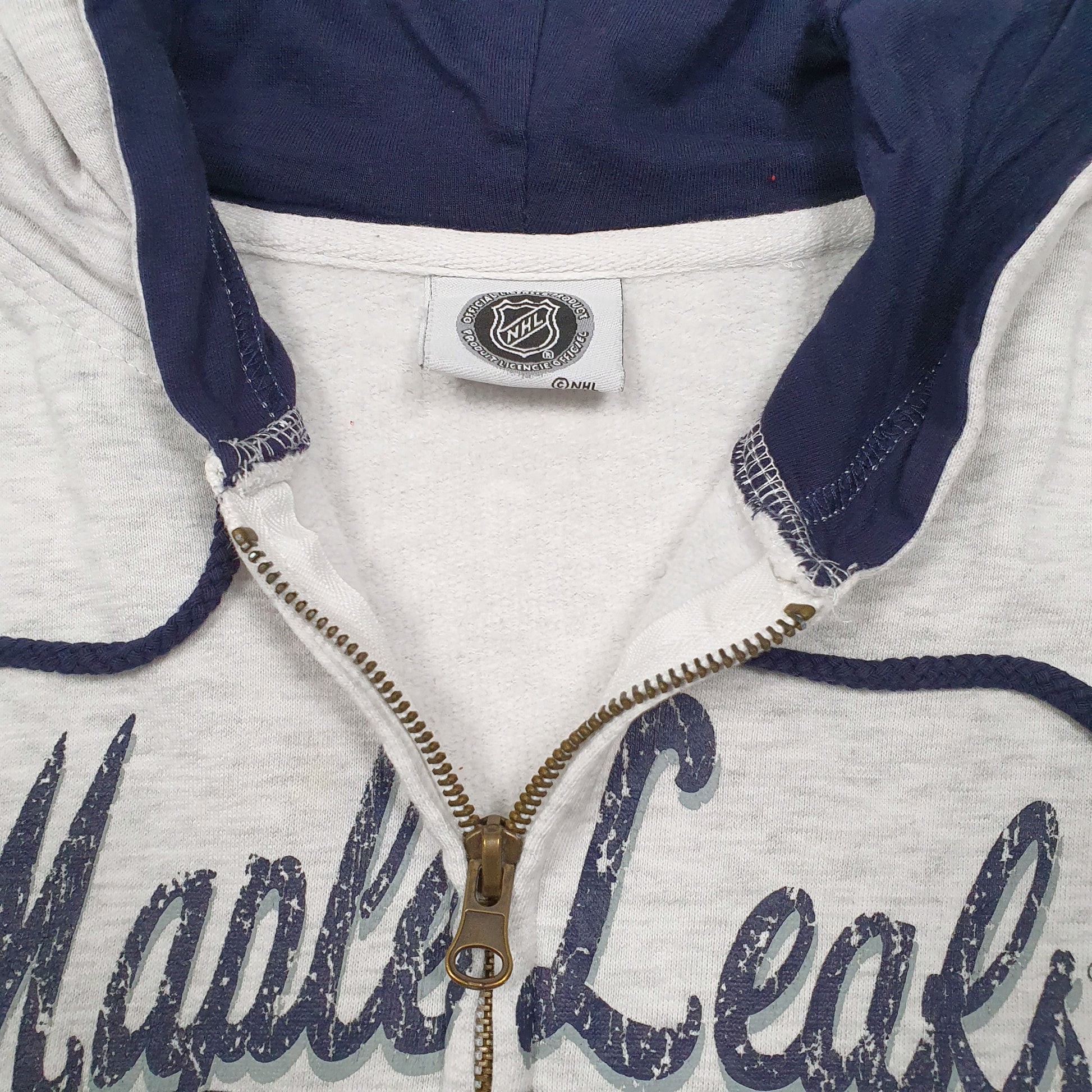 Mens Grey NHL Toronto Maple Leafs Hockey Hoodie Full Zip Jumper