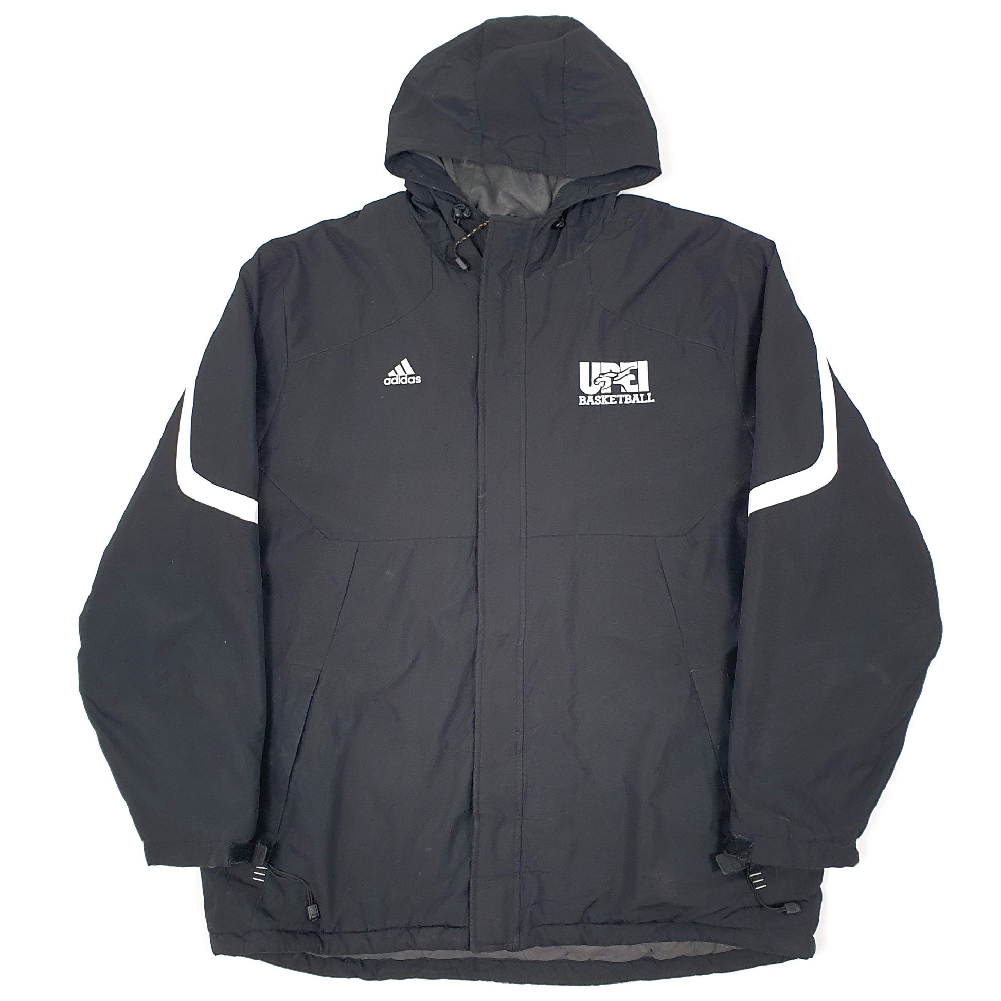 Mens Black Adidas Climaproof Thick USA College Basketball Padded Coat Coat