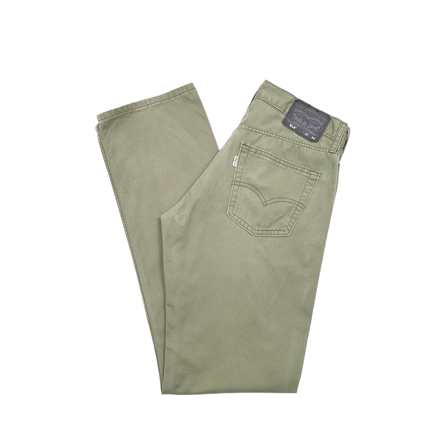 Mens Levis 514 Straight Green Chino Trousers W32 L34 Green
