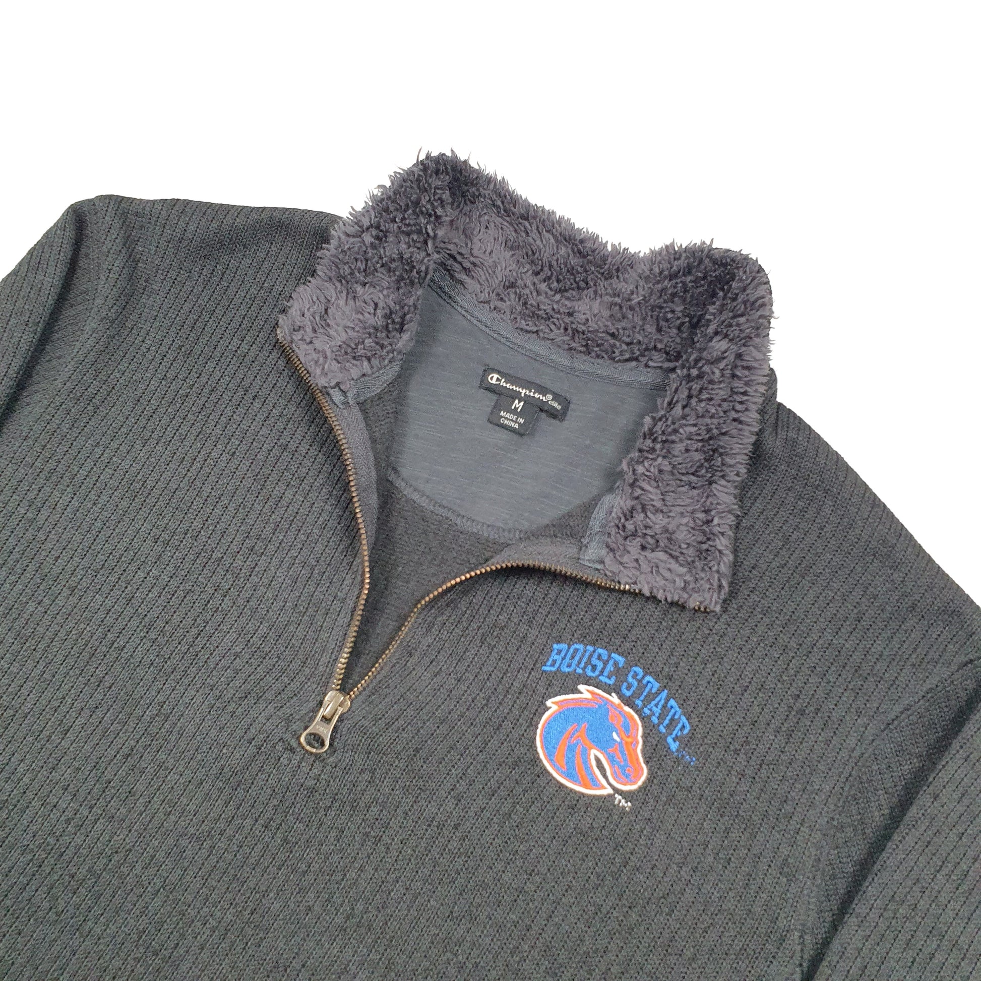 Champion Boise State Quarter Zip Fleece M Grey