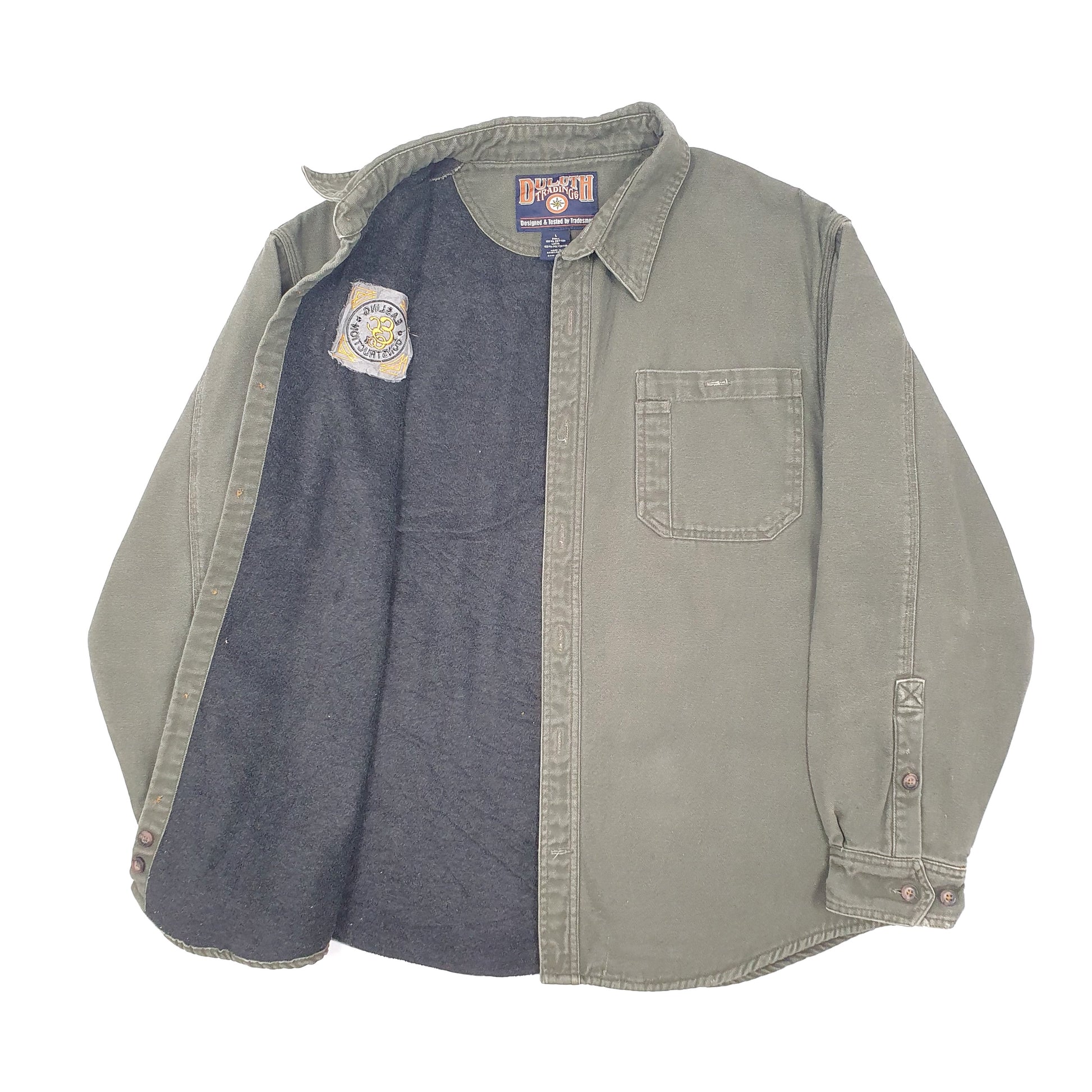 Mens Green Duluth Trading Co Button Up Workwear Jacket Coat