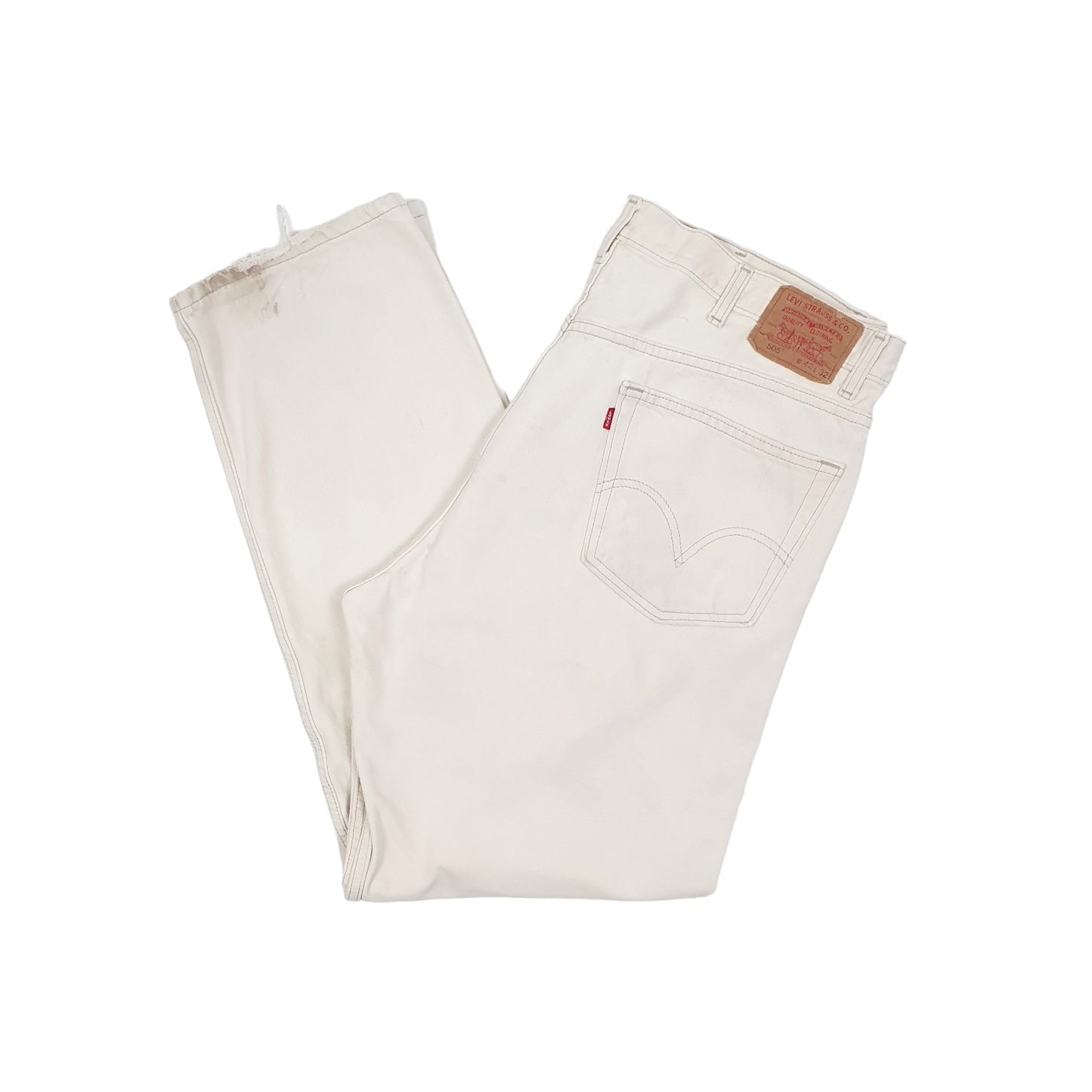 Levis 505 Regular Fit 1990's Jeans W42 L32 Cream