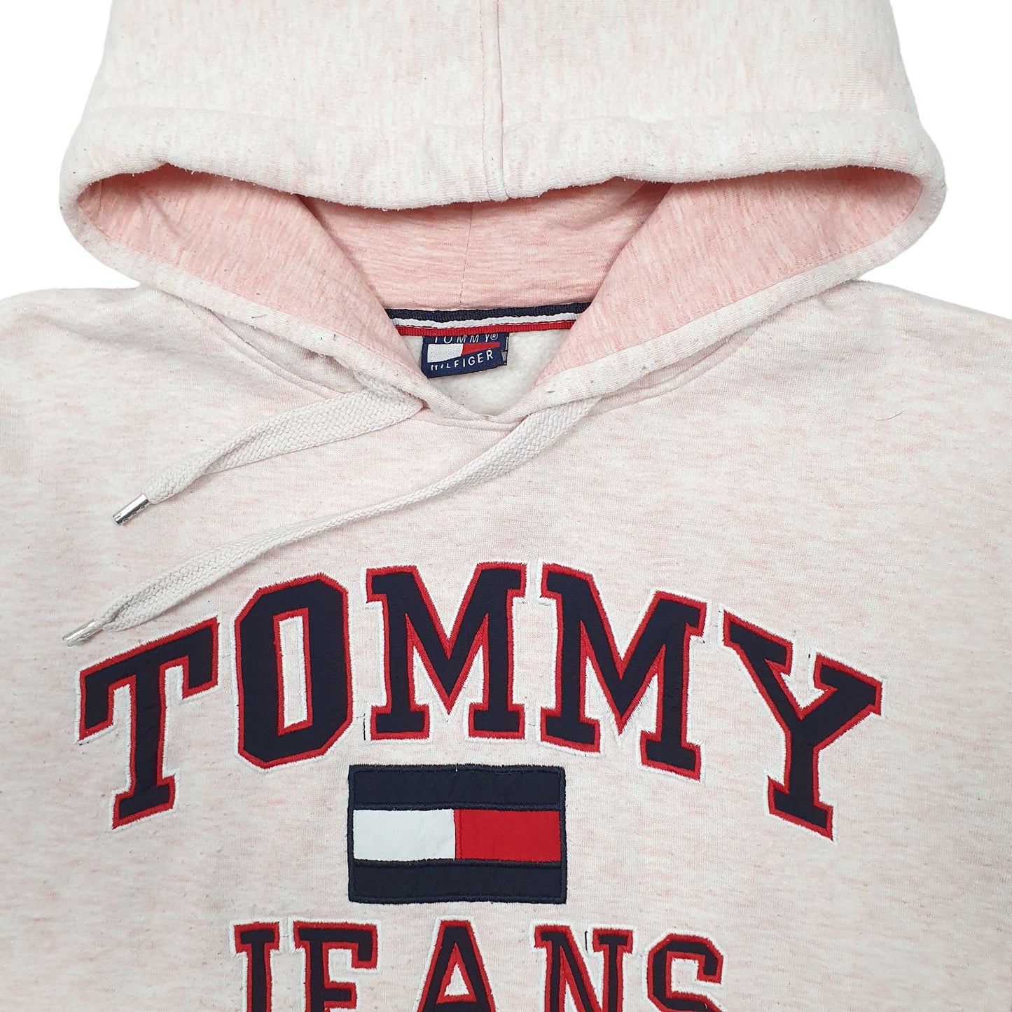 Womens Pink Tommy Hilfiger Tommy Jeans Spellout Hoodie Jumper