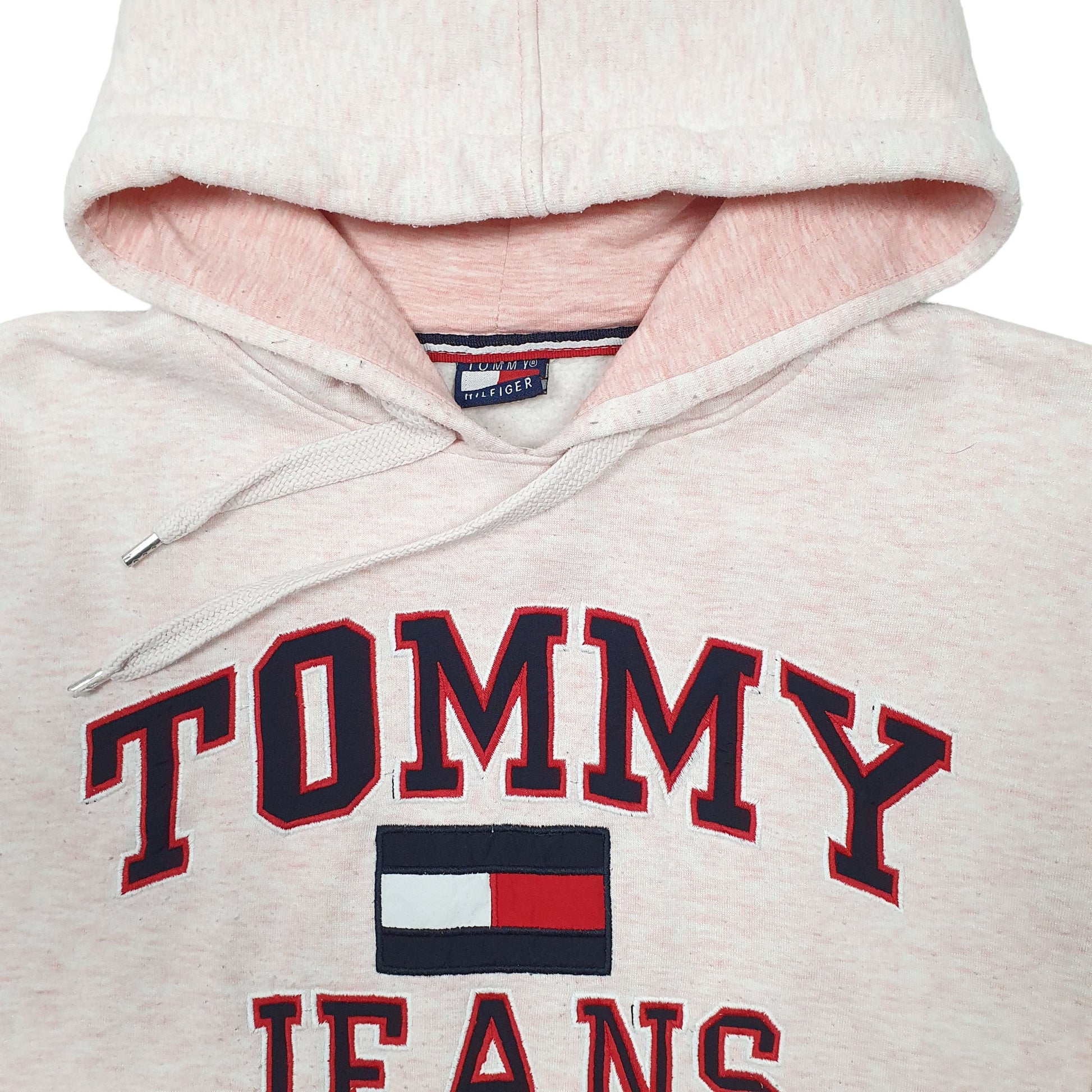 Womens Pink Tommy Hilfiger Tommy Jeans Spellout Hoodie Jumper