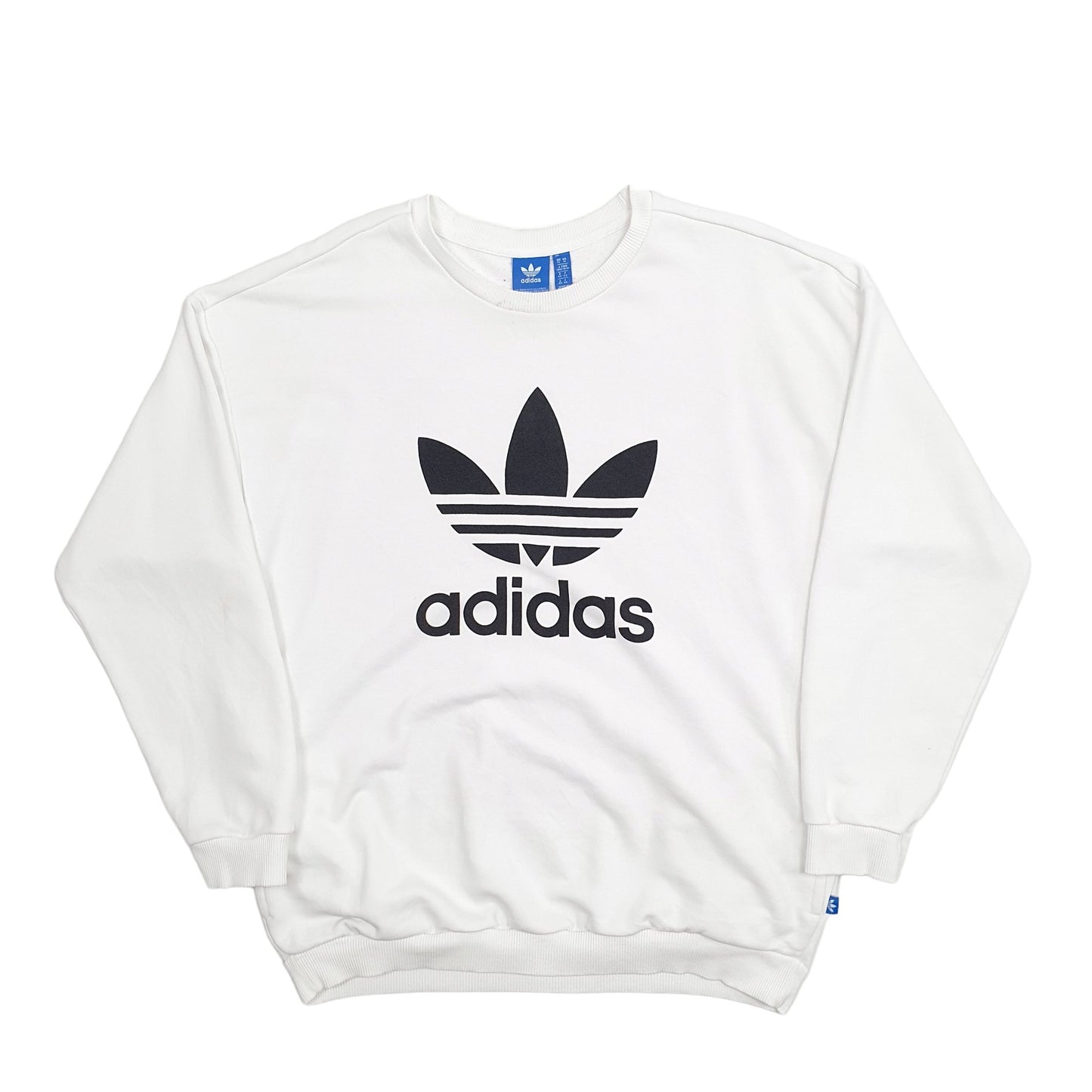 Mens White Adidas Spellout Crewneck Jumper